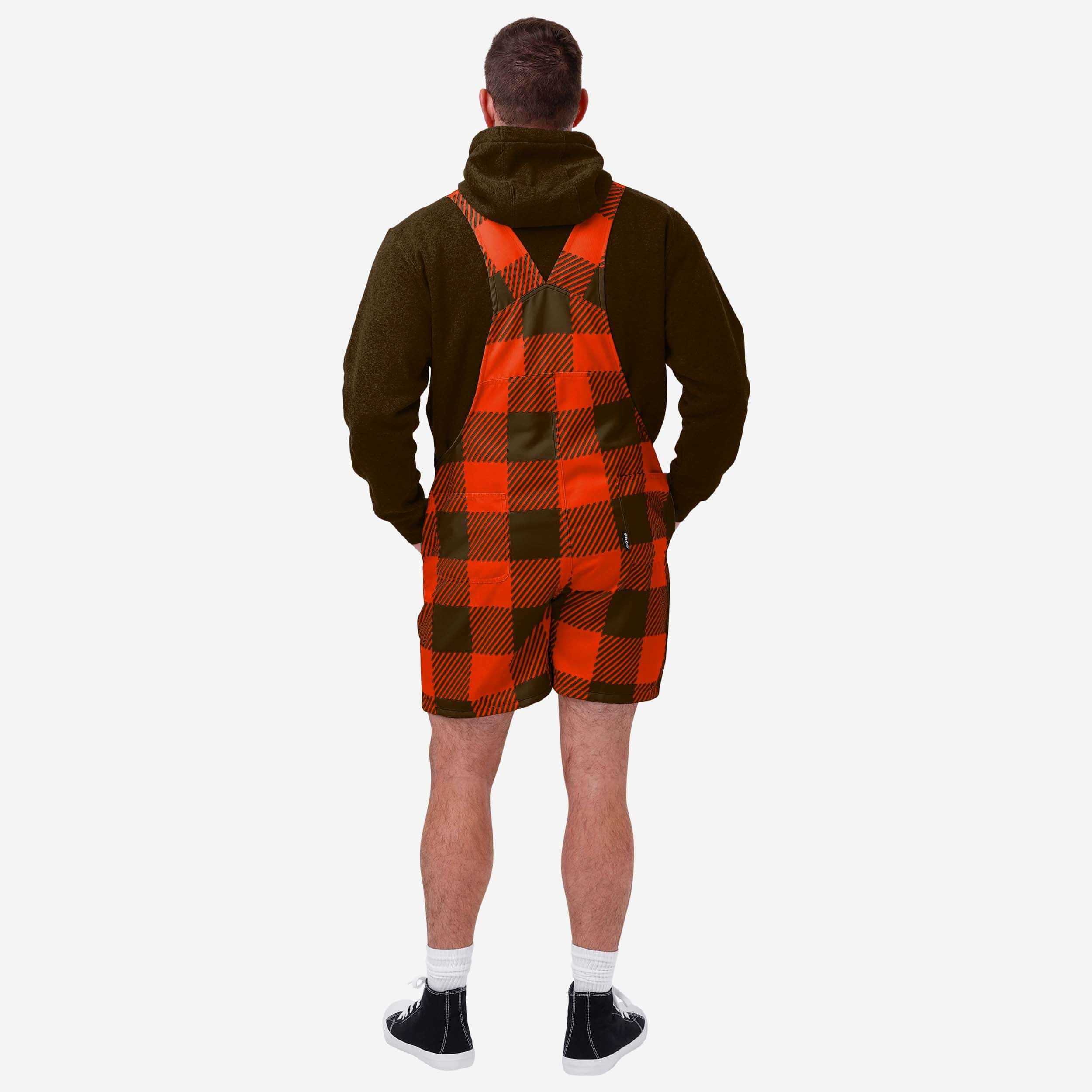 Cleveland Browns Mens Plaid Bib Shortalls - Image 2