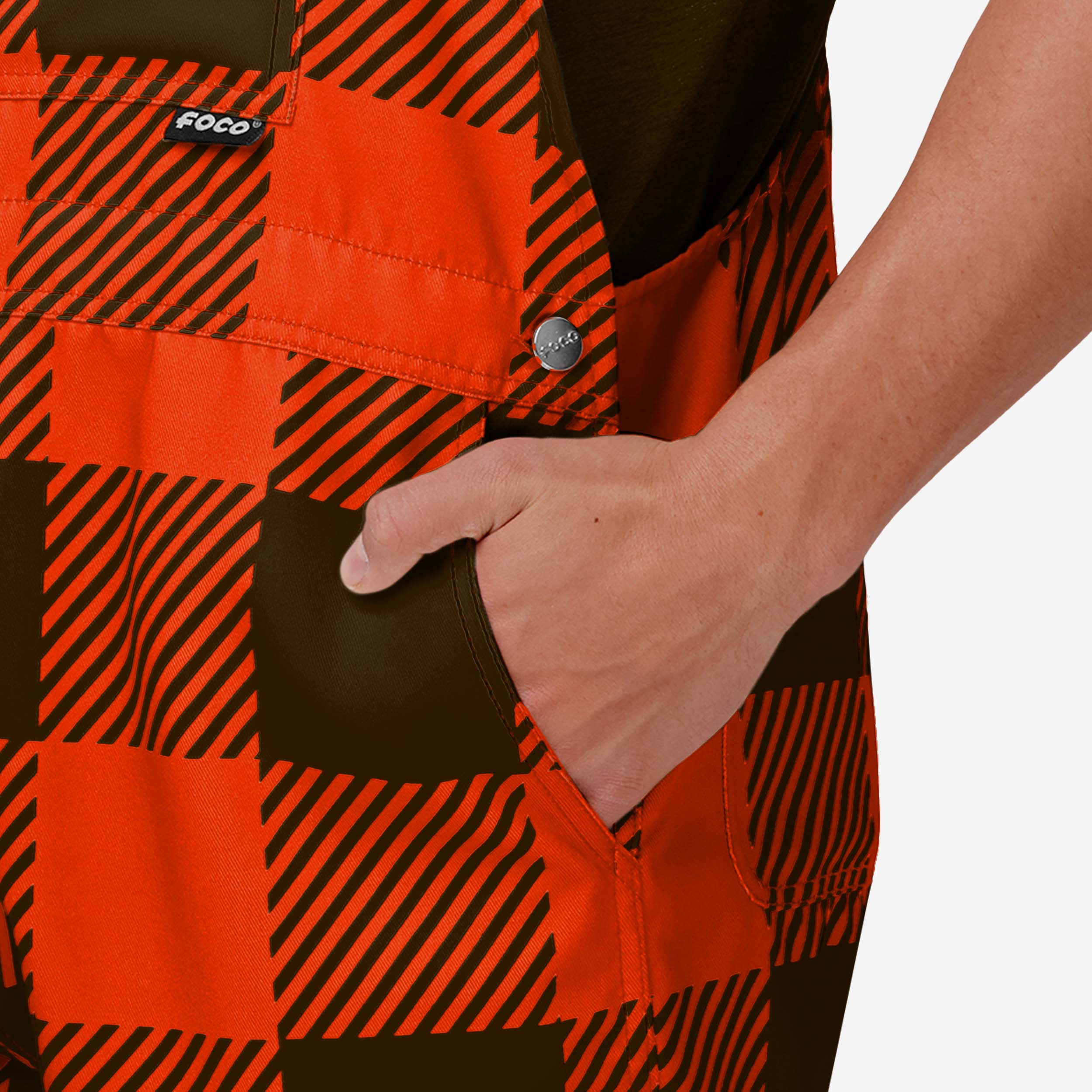 Cleveland Browns Mens Plaid Bib Shortalls - Image 5