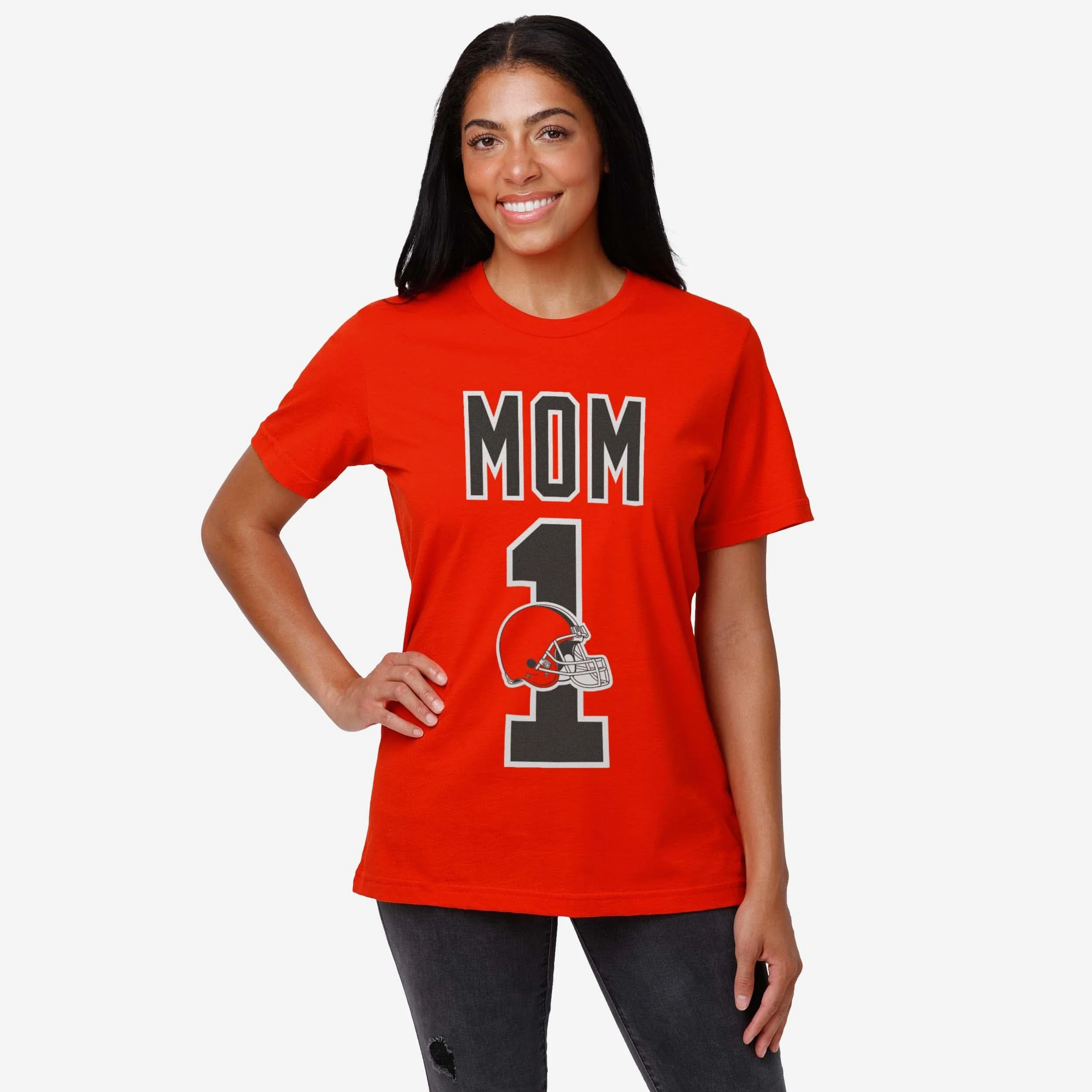 Cleveland Browns Number 1 Mom T-Shirt - Image 2