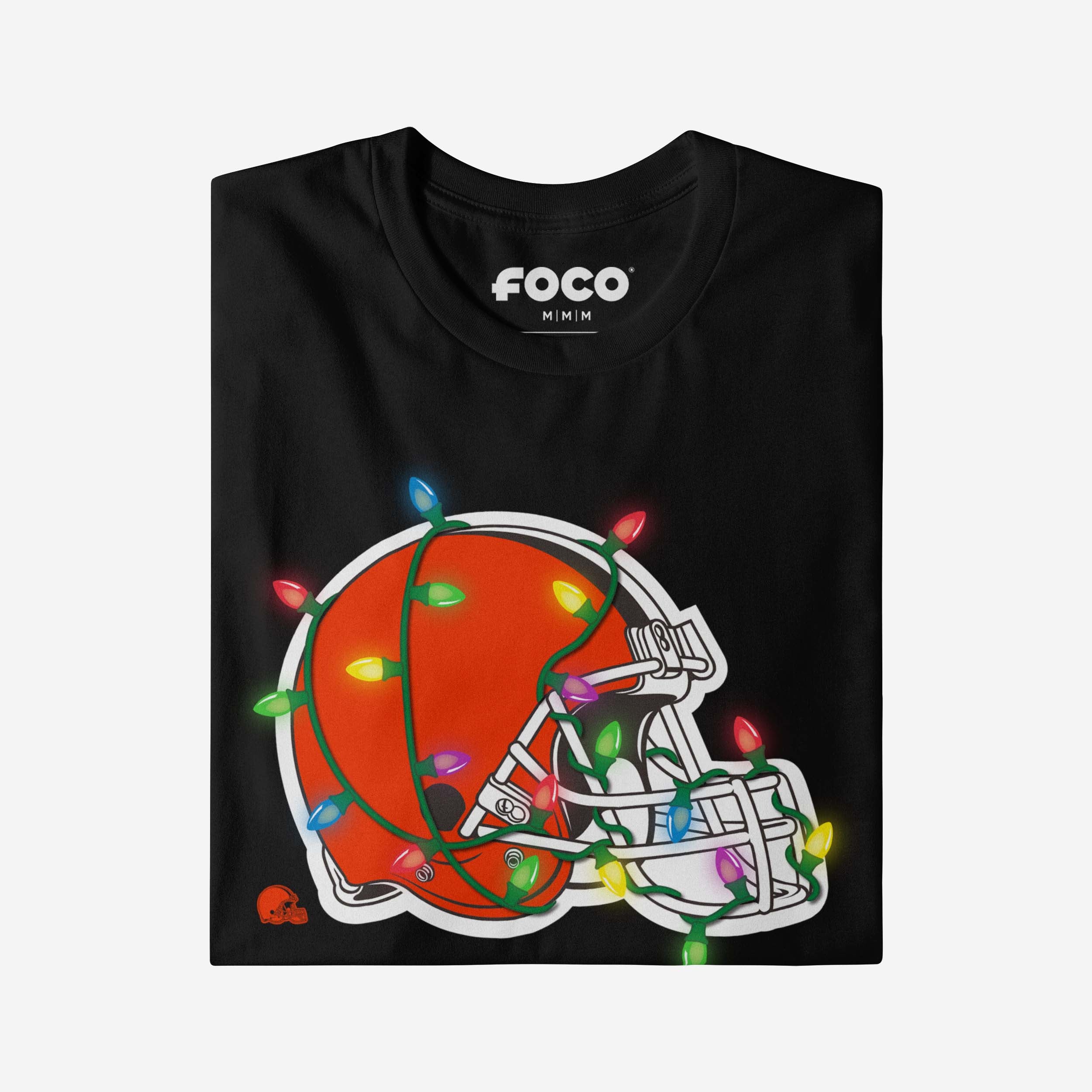 Cleveland Browns Primary Logo Holiday Lights T-Shirt - Image 4