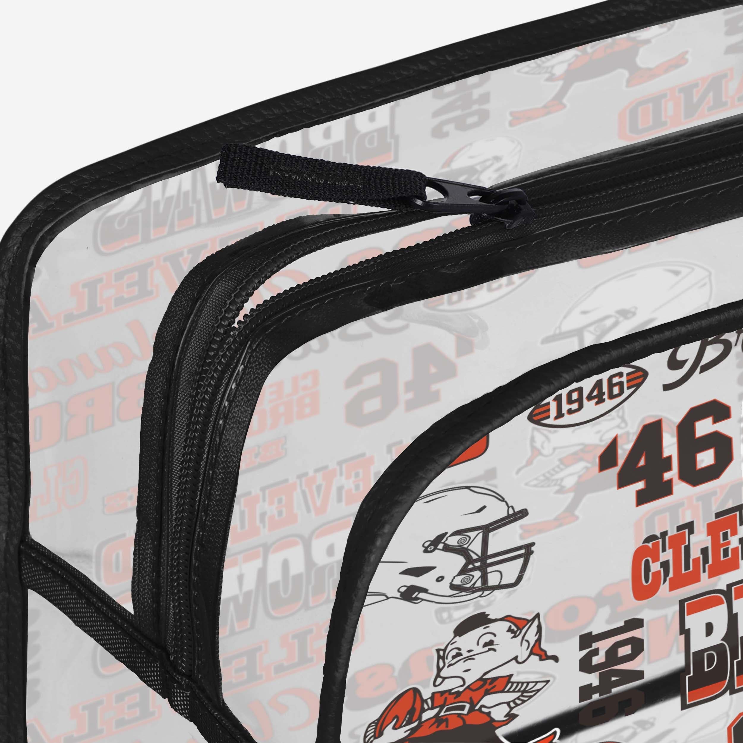 Cleveland Browns Repeat Retro Print Clear Cosmetic Bag - Image 4