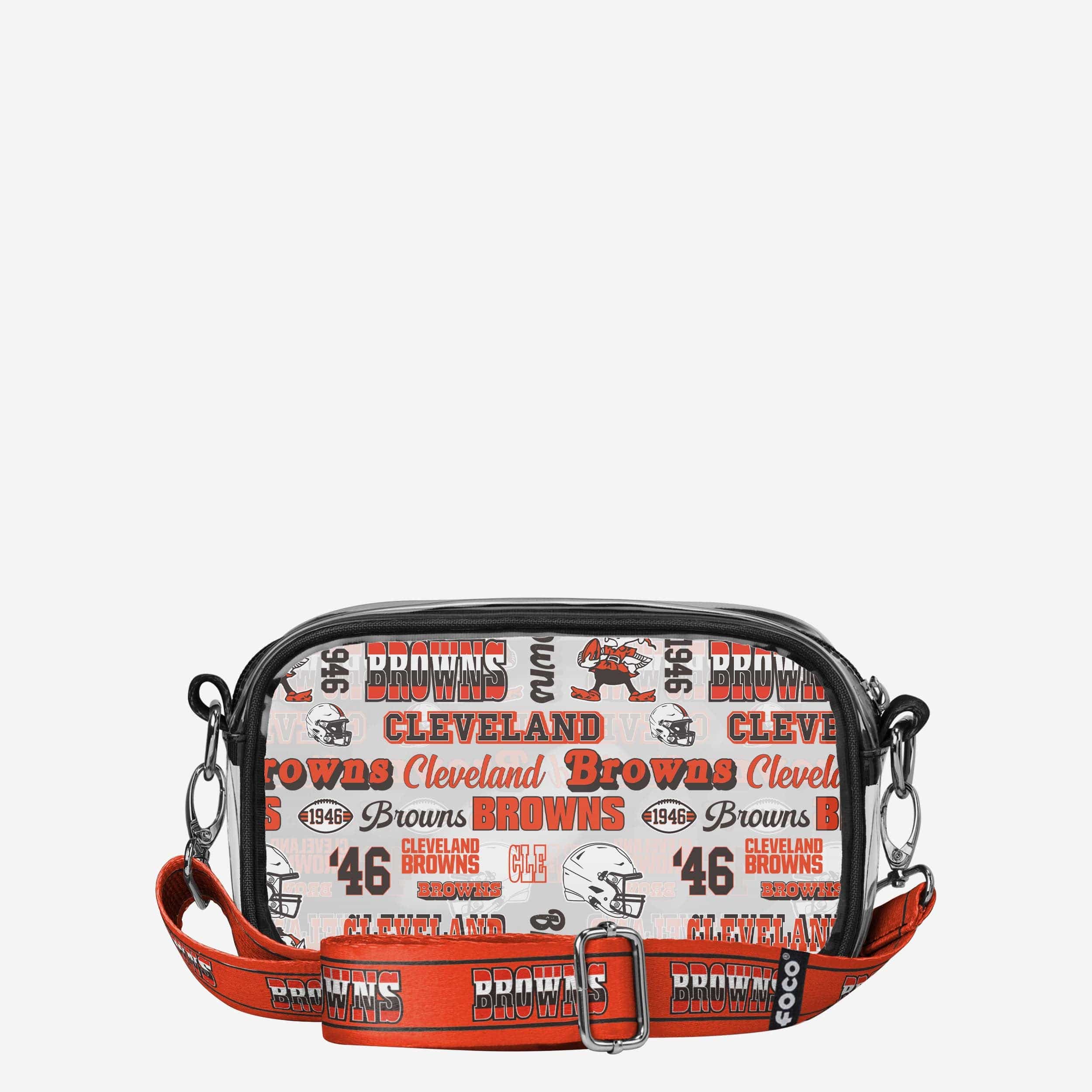 Cleveland Browns Repeat Retro Print Clear Crossbody Bag - Image 5