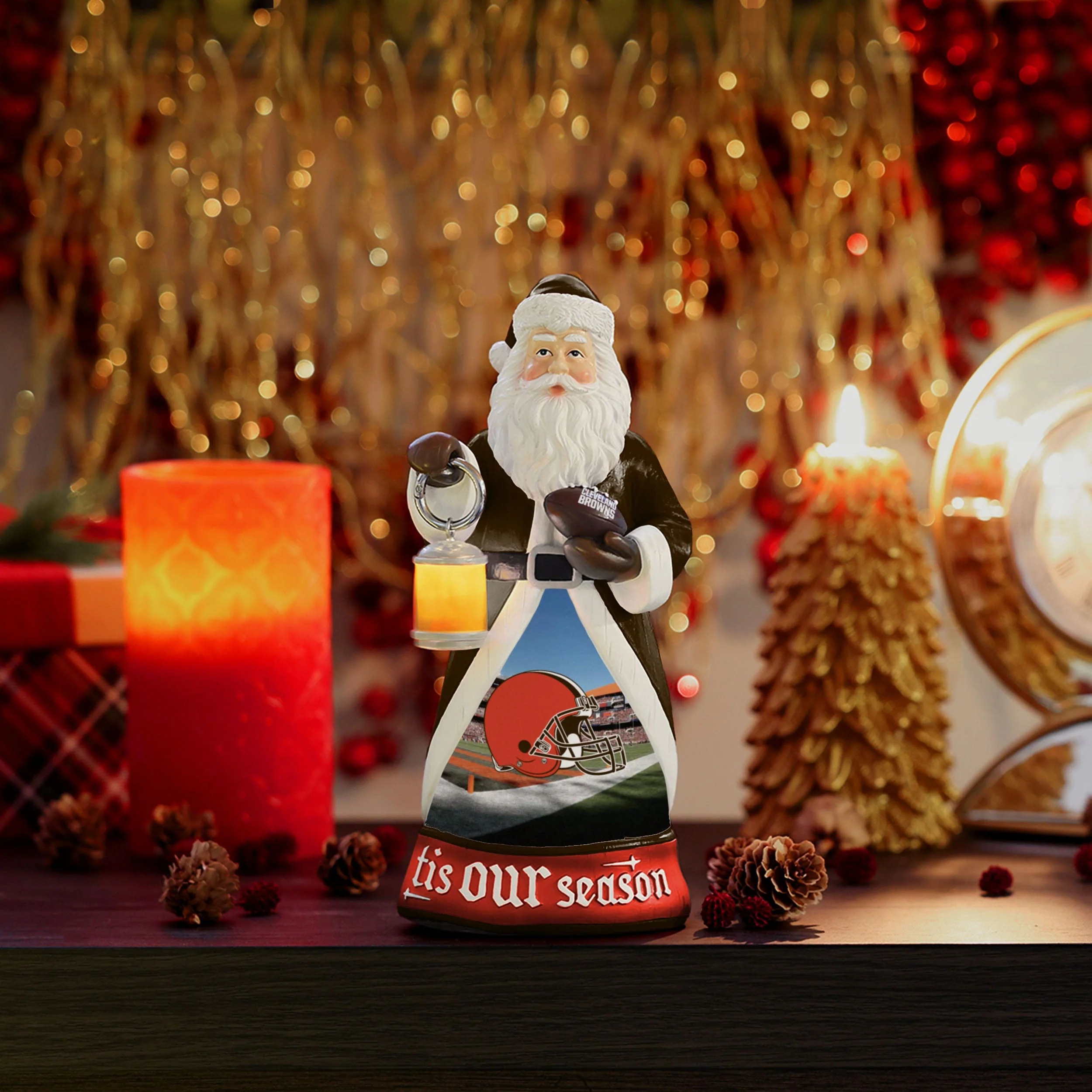 Cleveland Browns Santa Figure With Light Up Lantern - Image 2