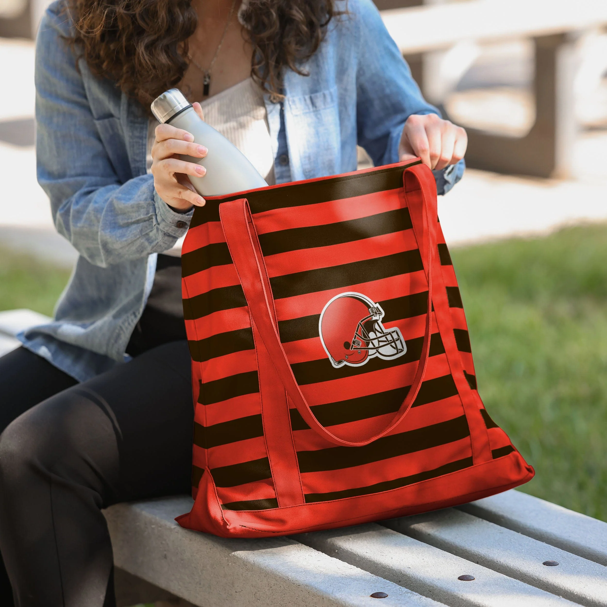 Cleveland Browns Team Stripe Canvas Tote Bag - Image 3