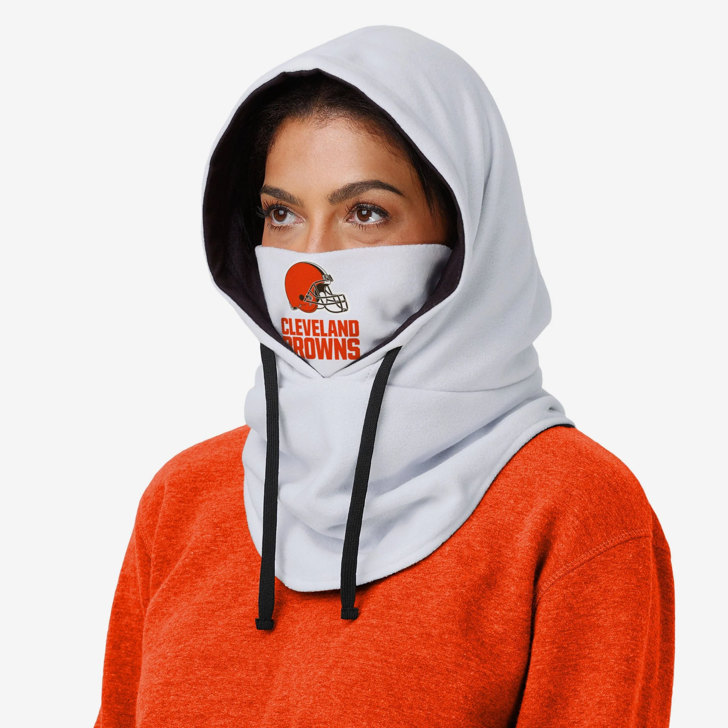 Cleveland Browns White Drawstring Hooded Gaiter - Image 3