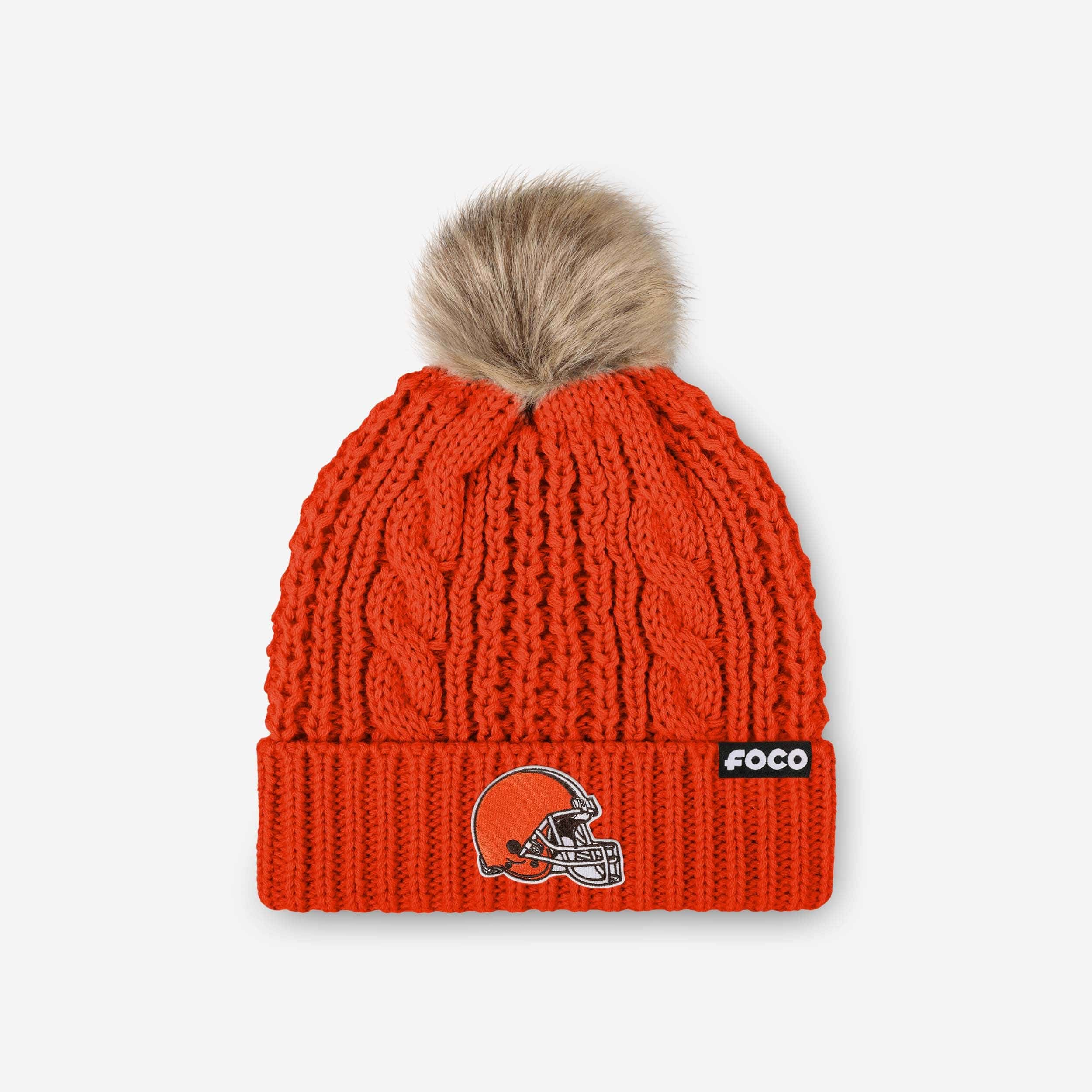 Cleveland Browns Womens Faux Fur Pom Beanie