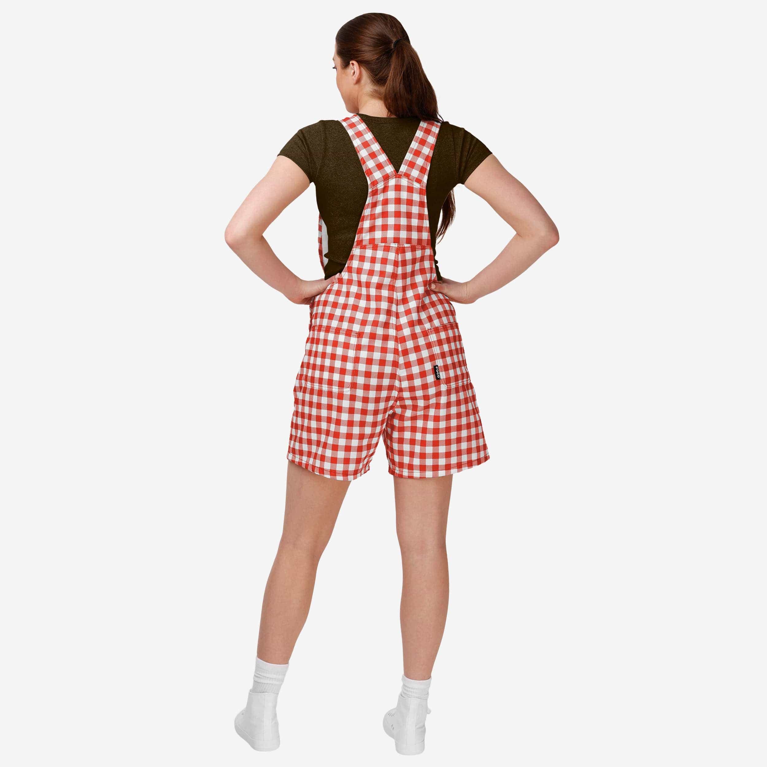Cleveland Browns Womens Gingham Check Bib Shortalls - Image 2