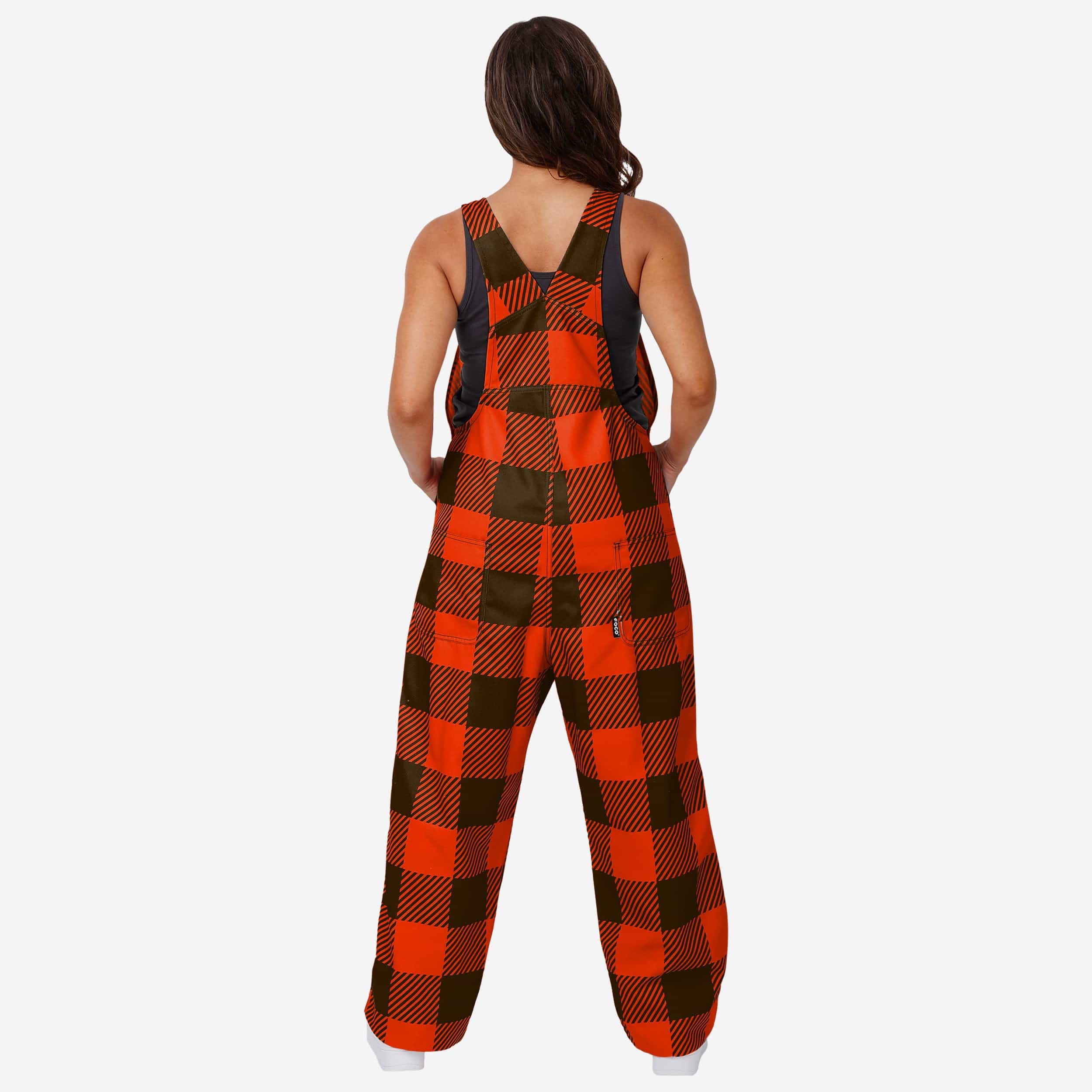 Cleveland Browns Womens Plaid Bib Overalls - Image 2