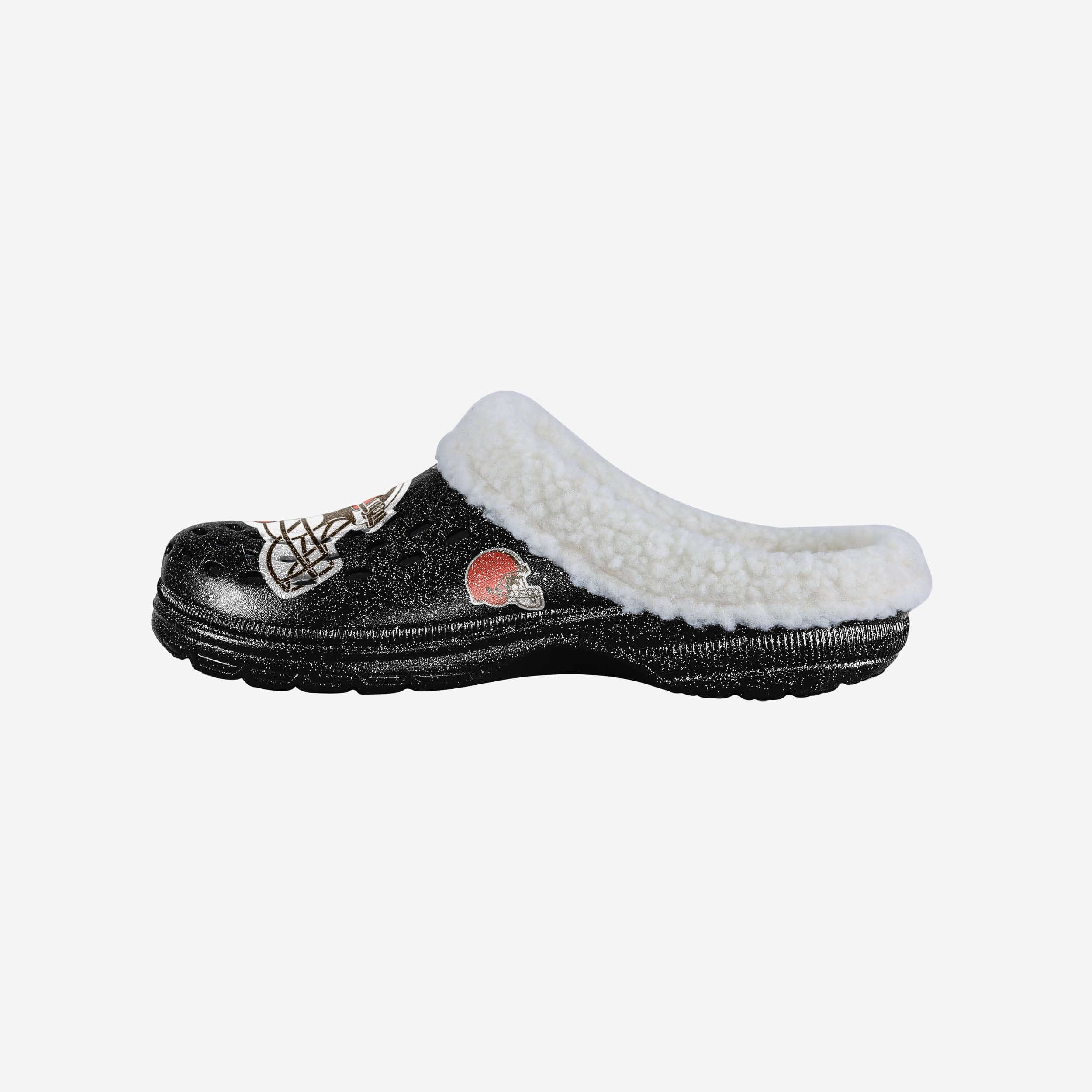 Cleveland Browns Womens Sherpa Lined Glitter Clog