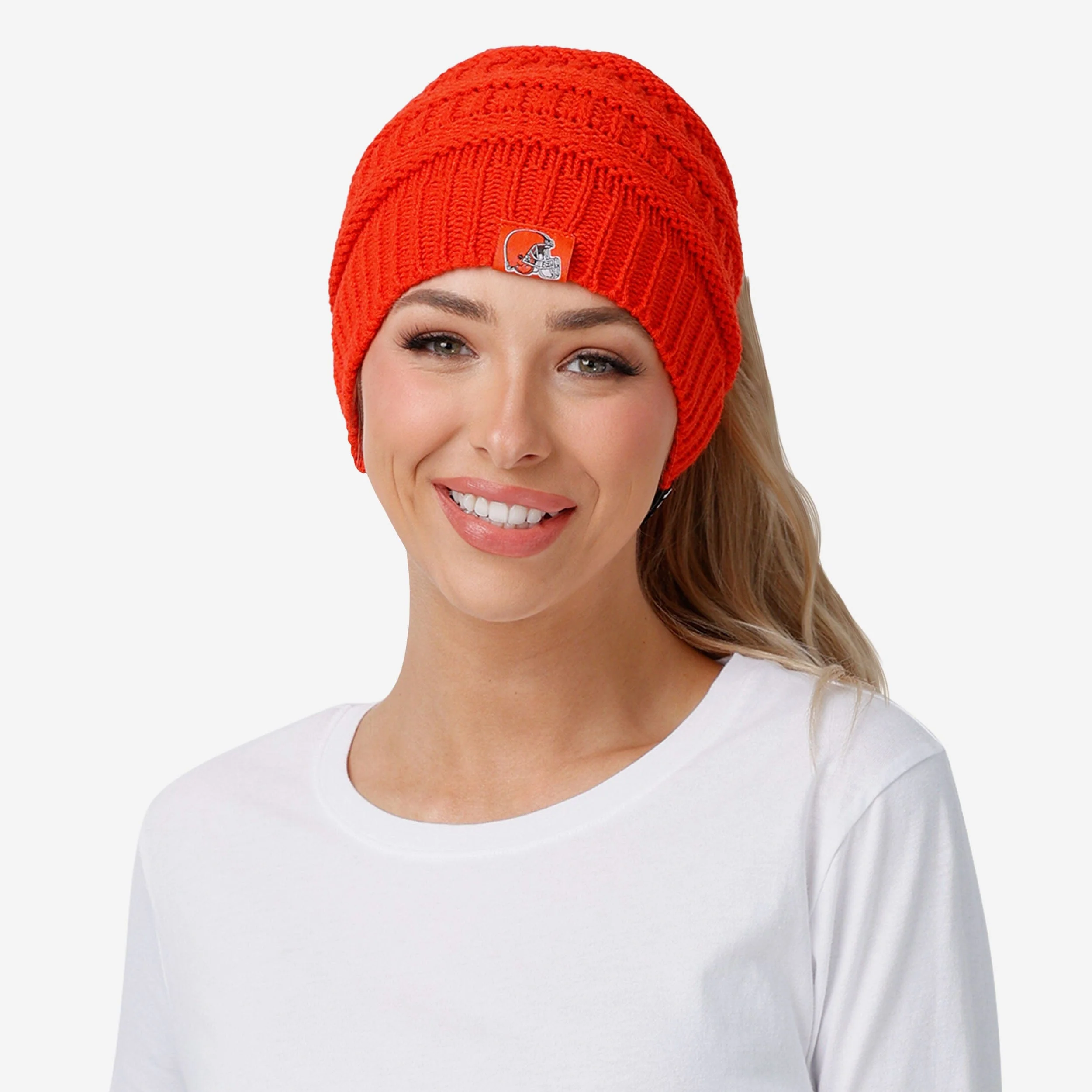 Cleveland Browns Womens Solid Ponytail Beanie - Image 3