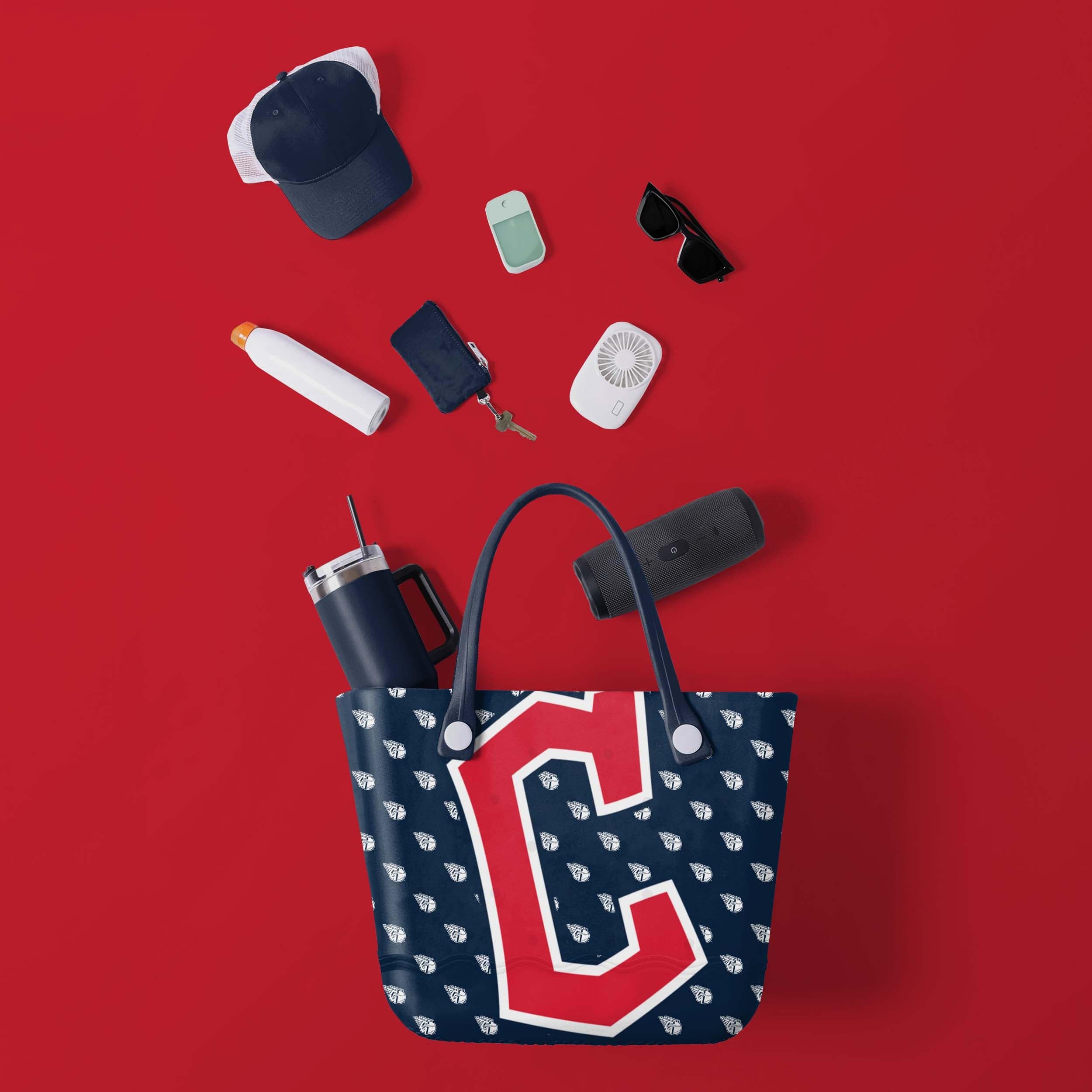 Cleveland Guardians Big Logo Mini Print Tailgate Tote Bag - Image 2