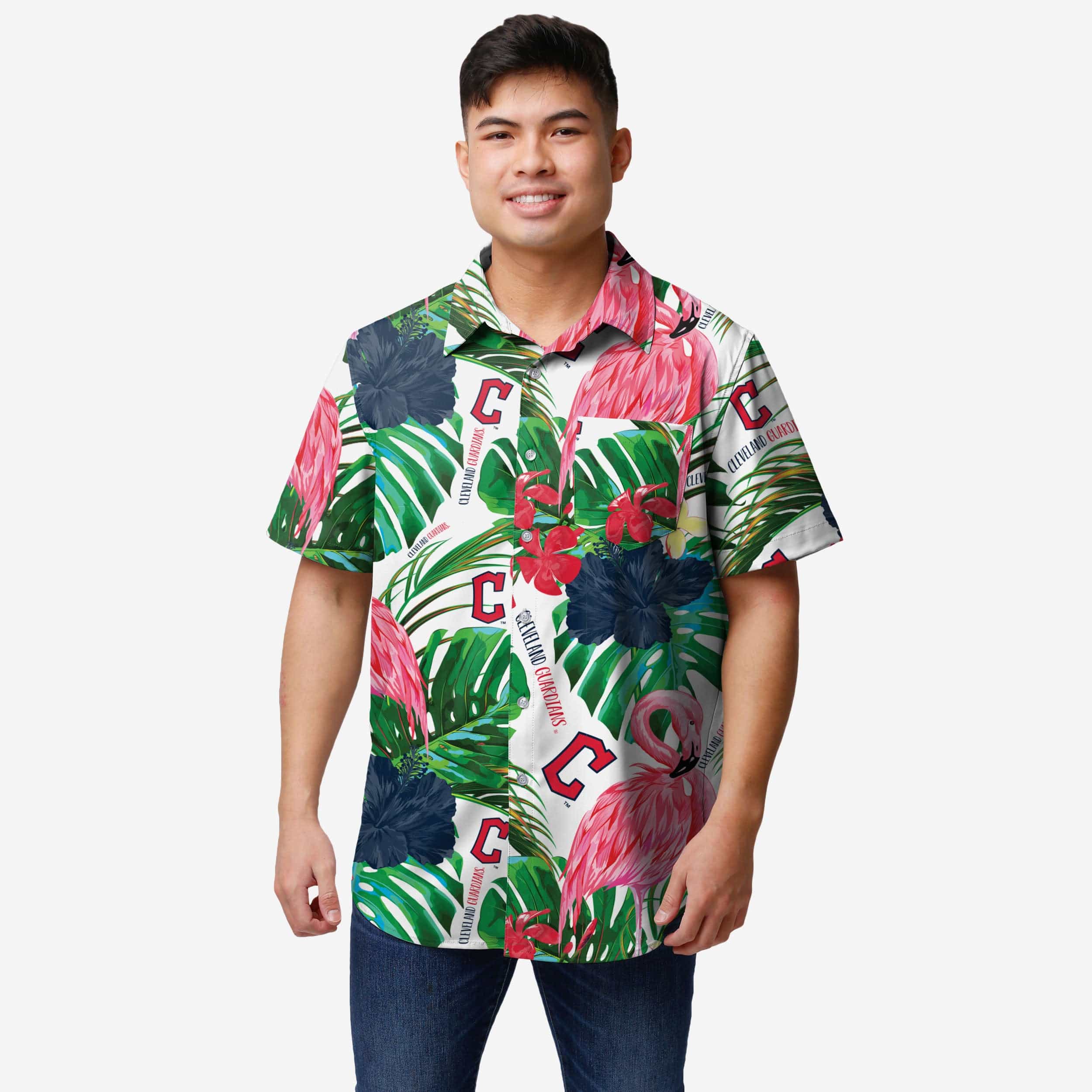 Cleveland Guardians Flamingo Button Up Shirt