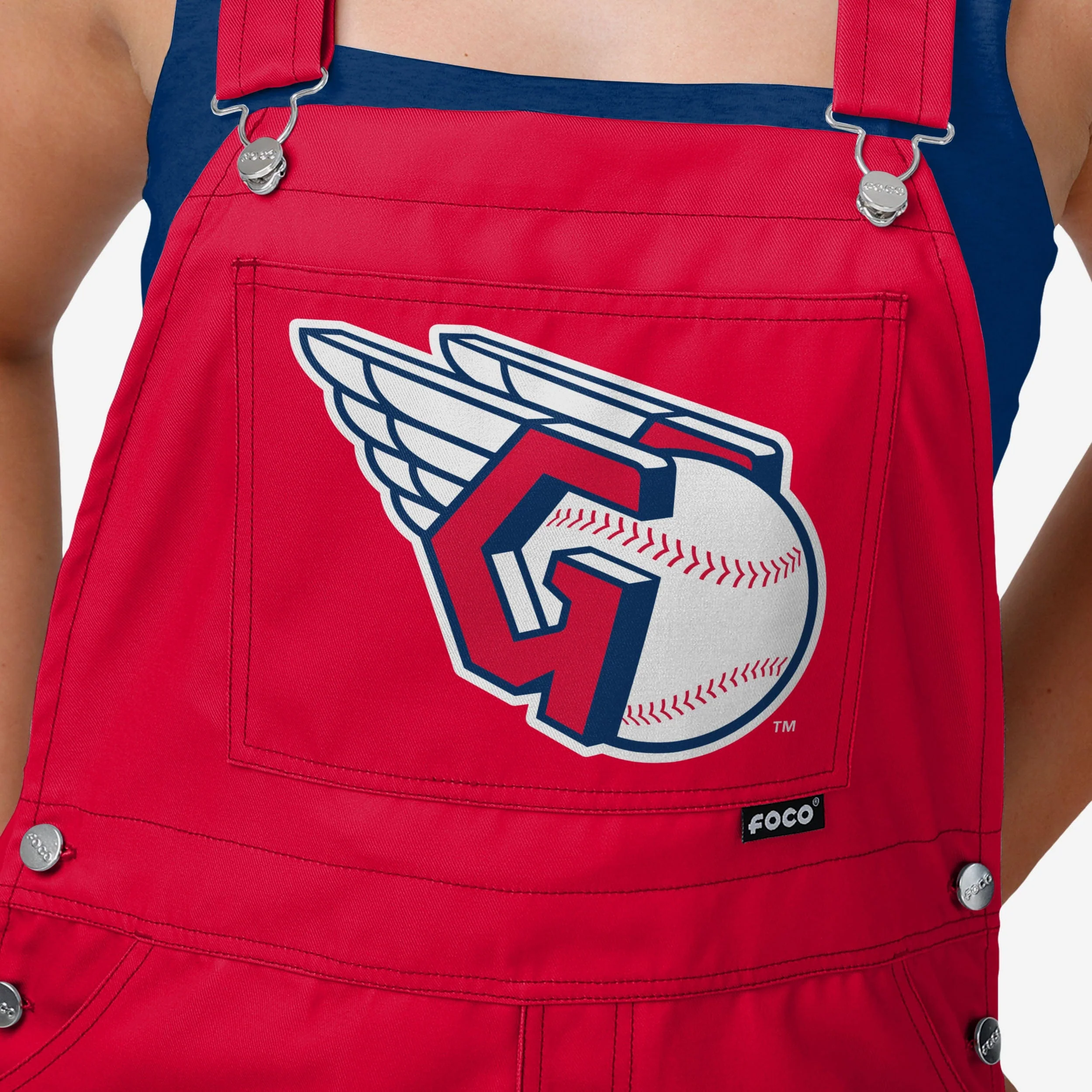Cleveland Guardians Womens Big Logo Bib Overalls - Image 4