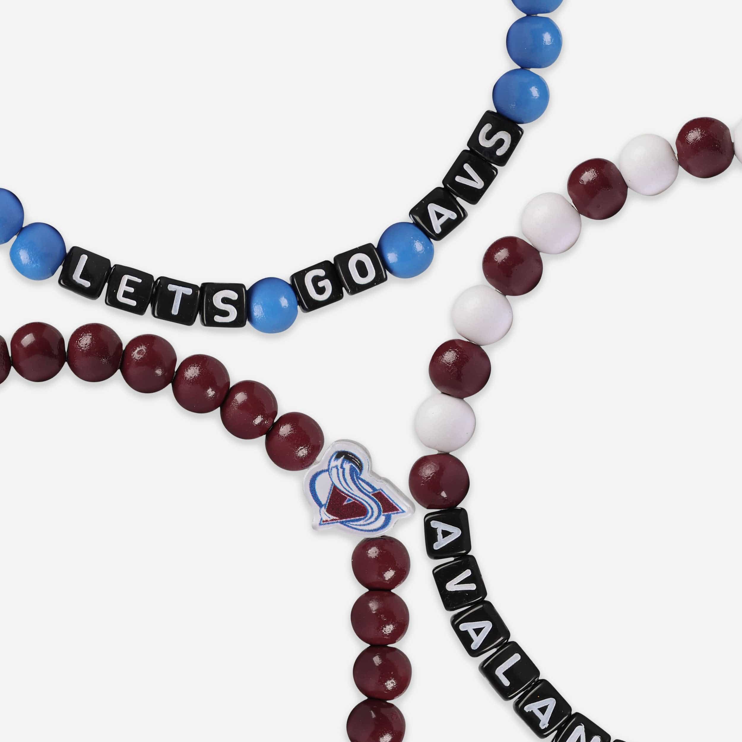 Colorado Avalanche 3 Pack Beaded Friendship Bracelet - Image 2