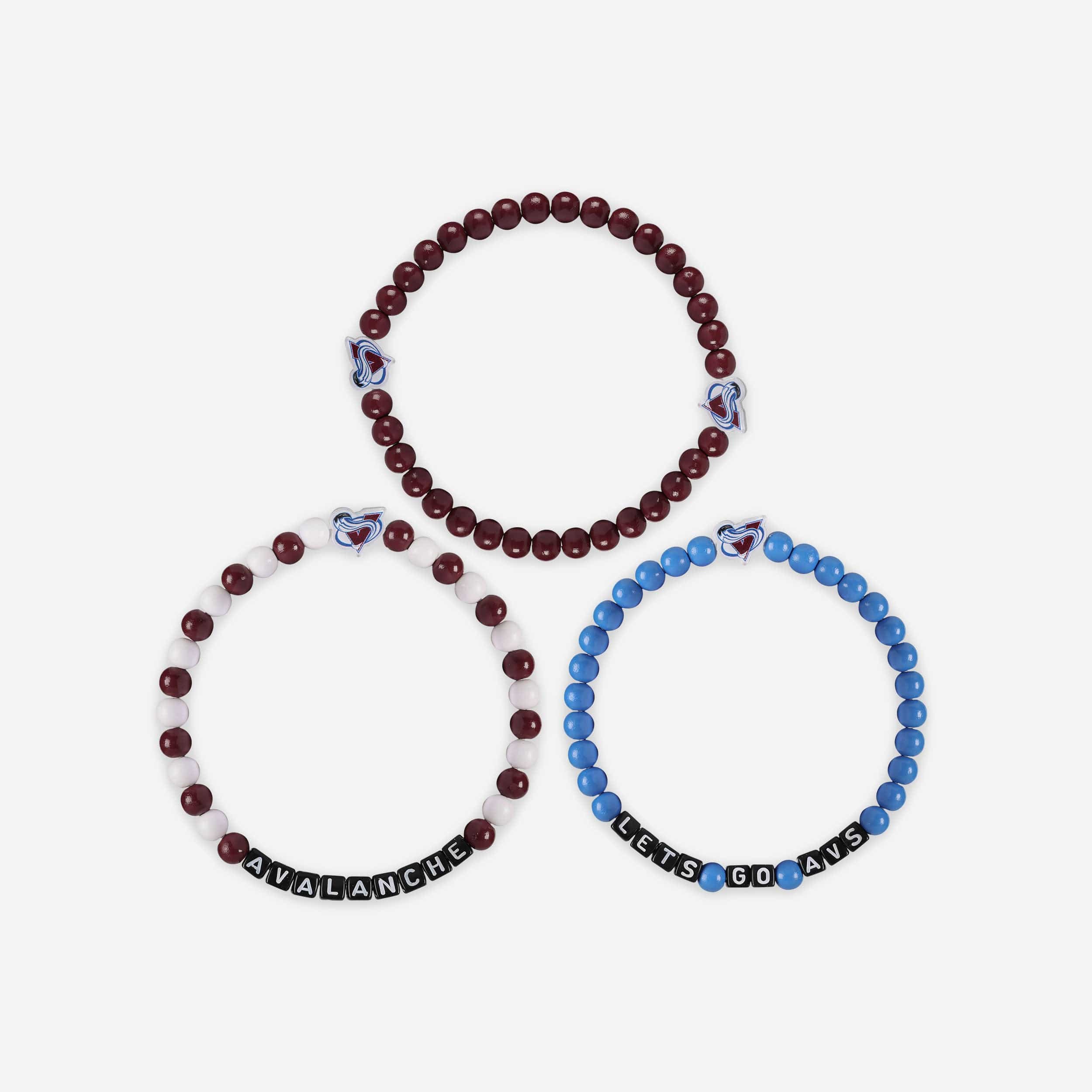 Colorado Avalanche 3 Pack Beaded Friendship Bracelet - Image 3