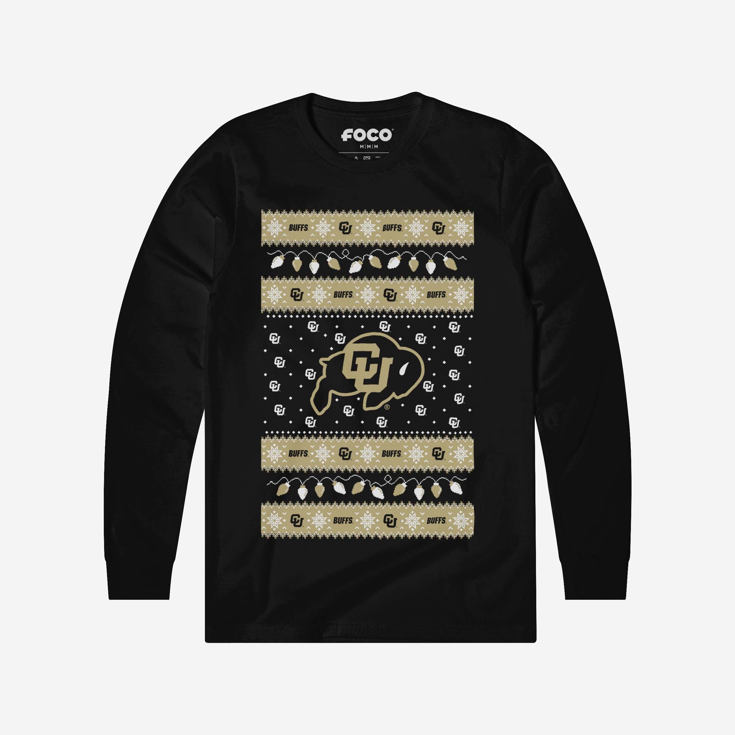 Colorado Buffaloes Holiday Lights Sweater Long Sleeve T-Shirt