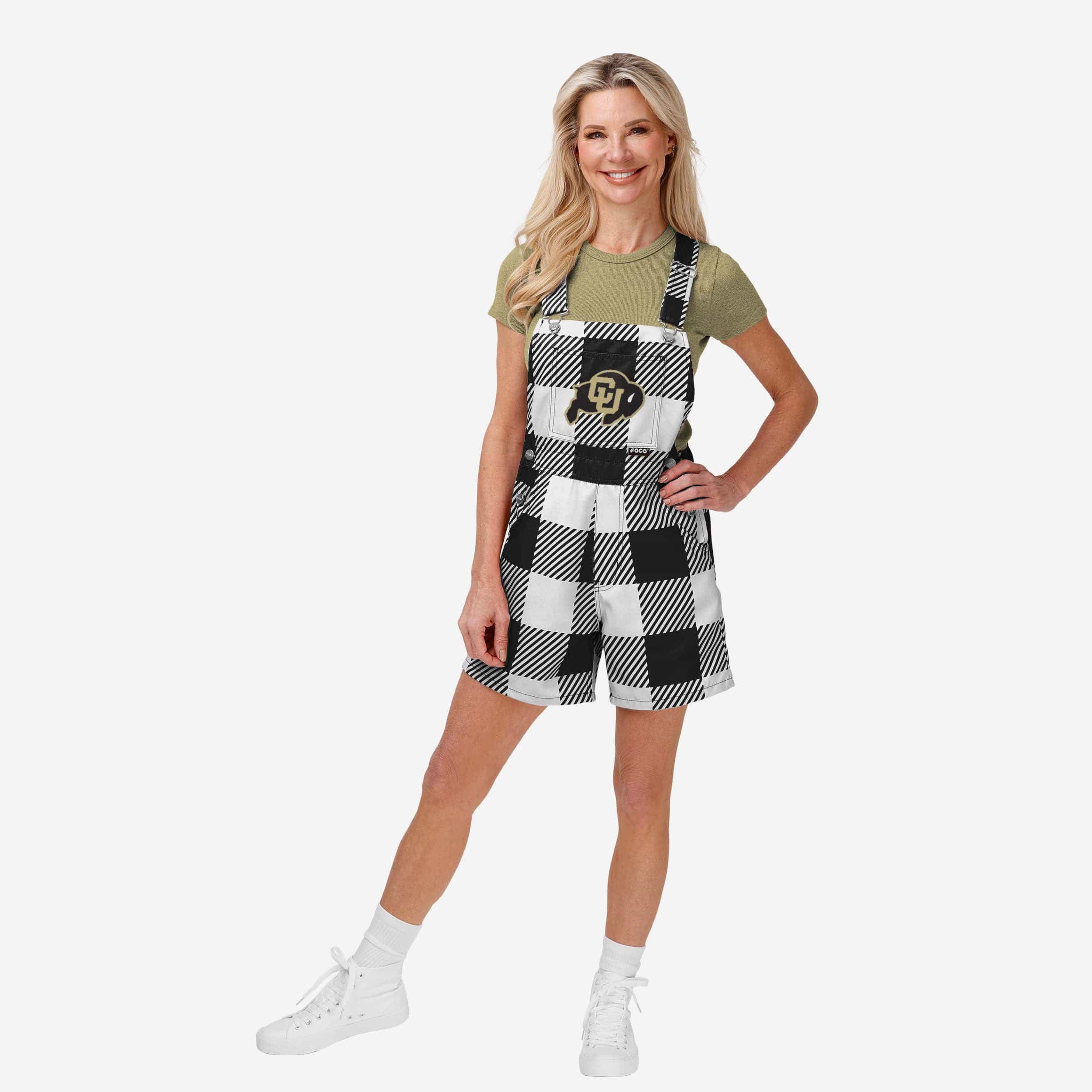 Colorado Buffaloes Womens Plaid Bib Shortalls