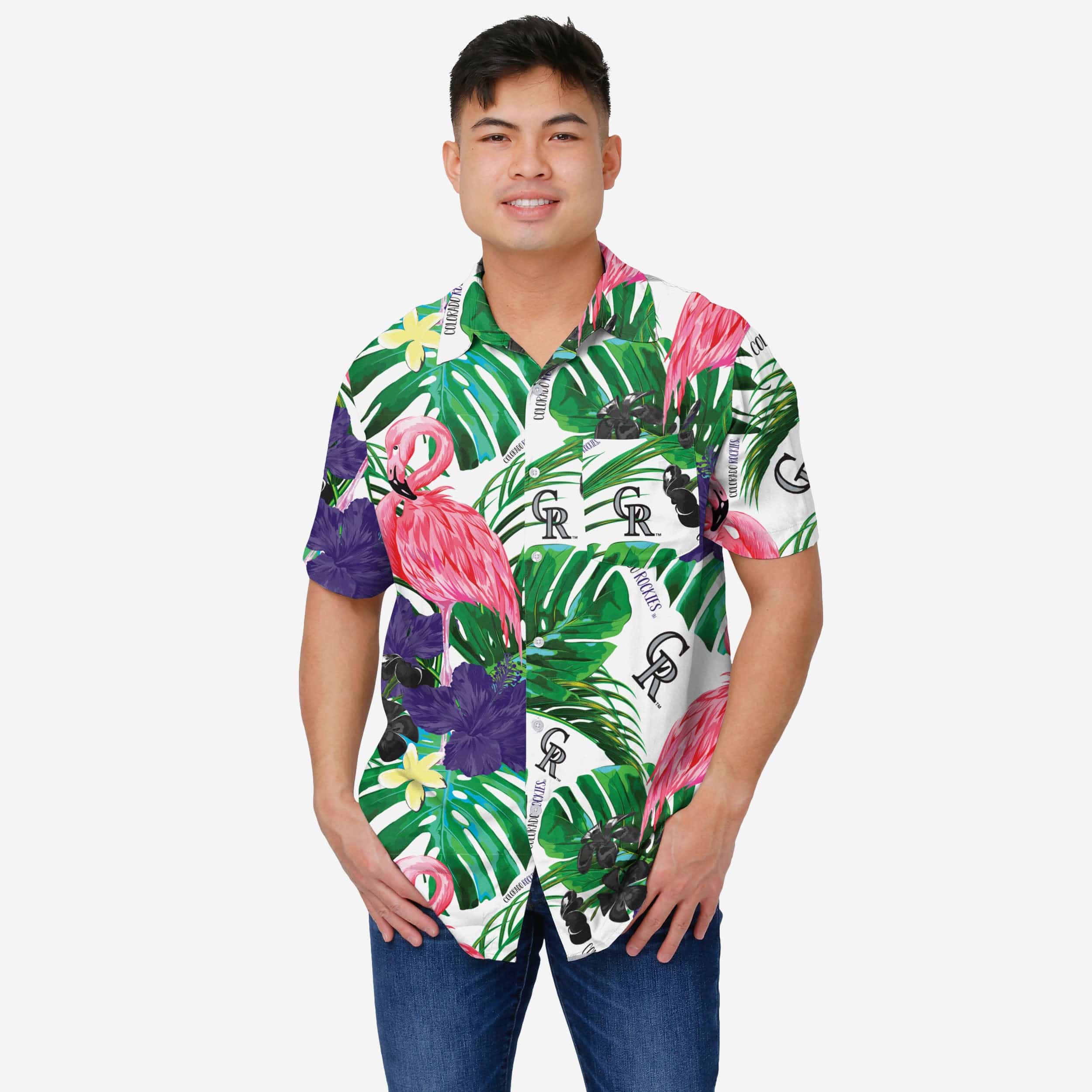 Colorado Rockies Flamingo Button Up Shirt
