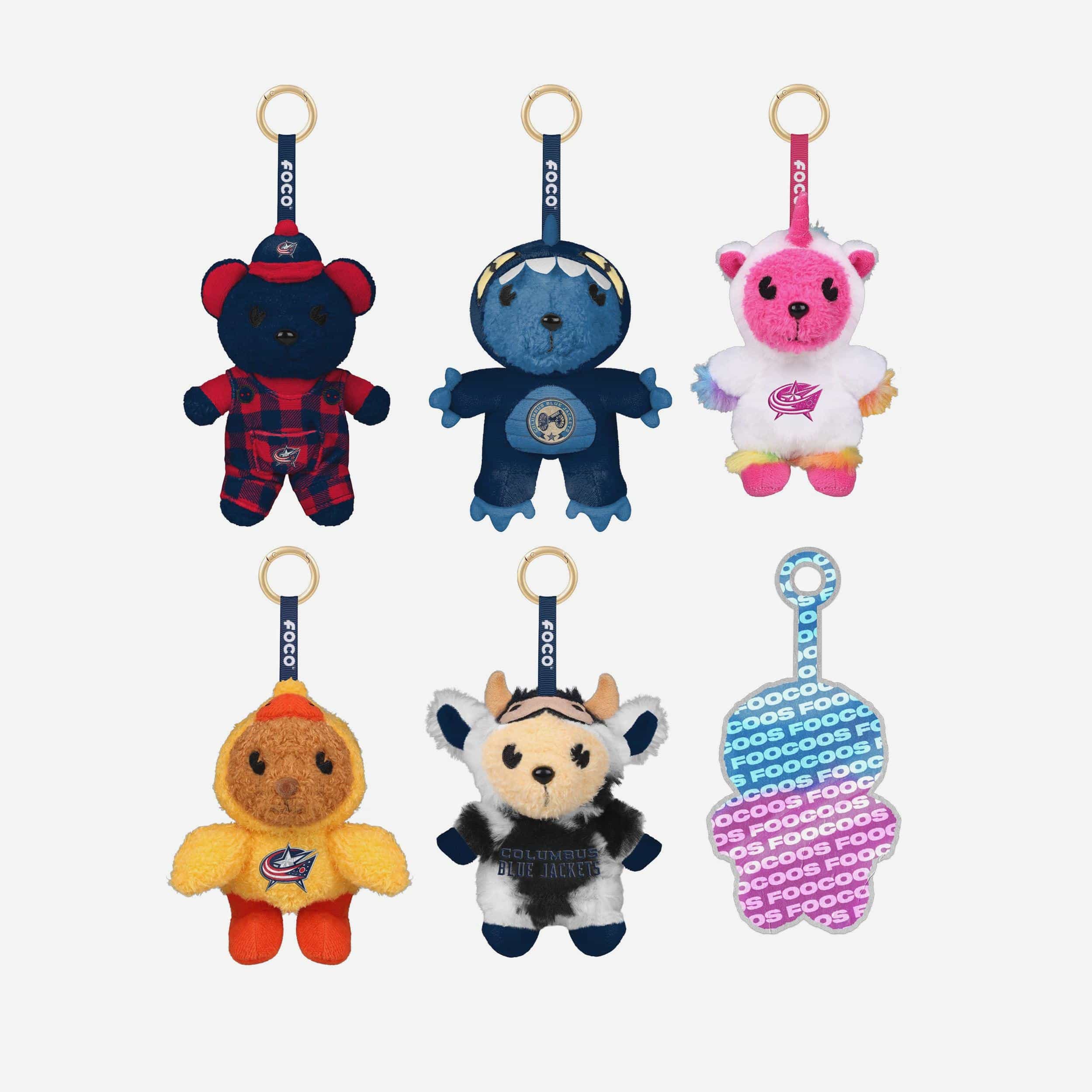 Columbus Blue Jackets FOOCOOS Plush Bag Charm Keychain Blind Box Series 1