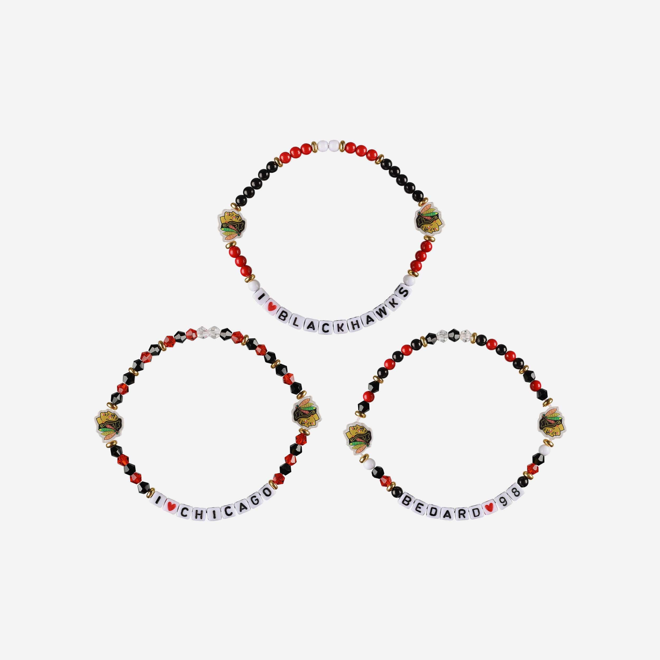 Connor Bedard Chicago Blackhawks 3 Pack Player Friendship Bracelet - Image 3