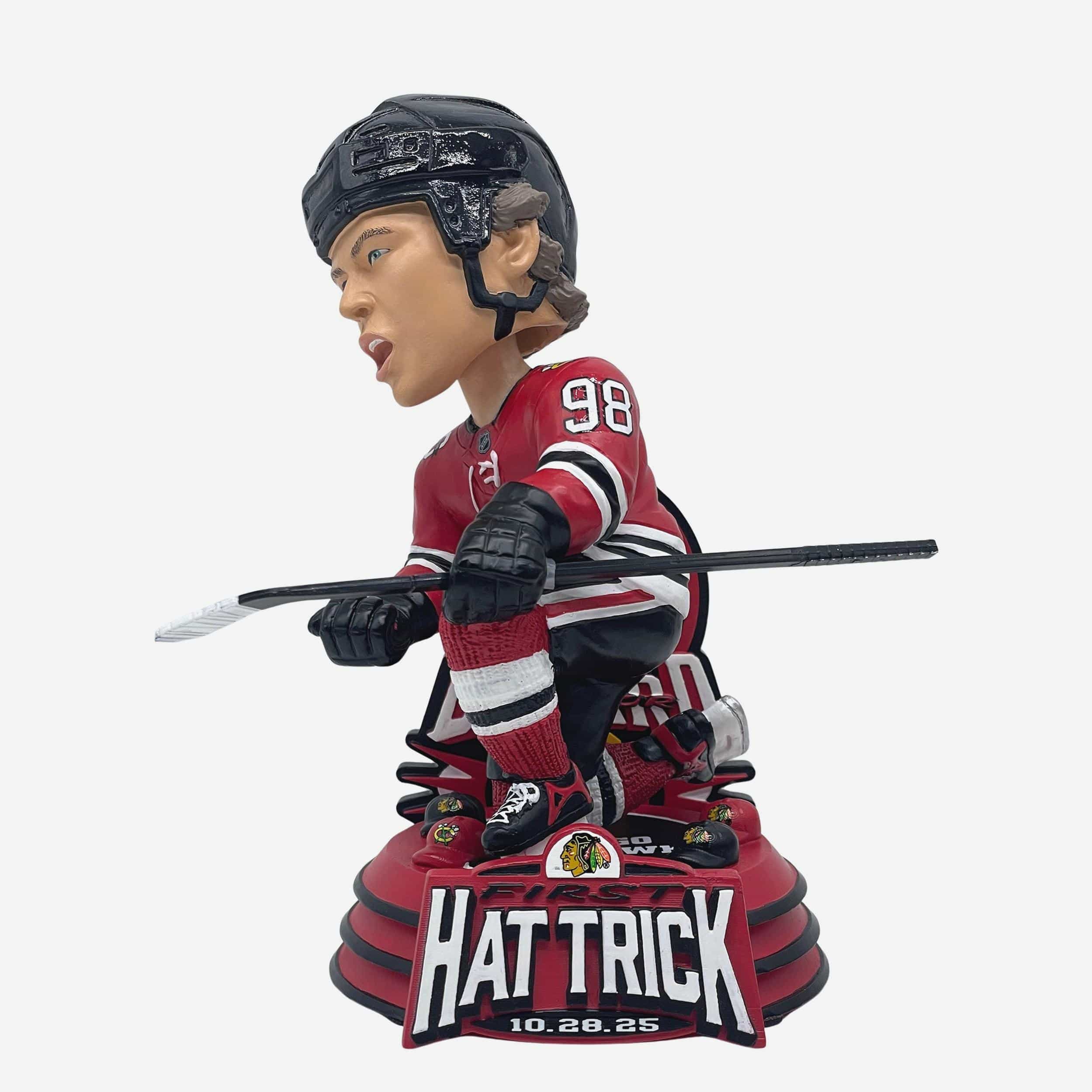 Connor Bedard Chicago Blackhawks First NHL Hat Trick Bobblehead