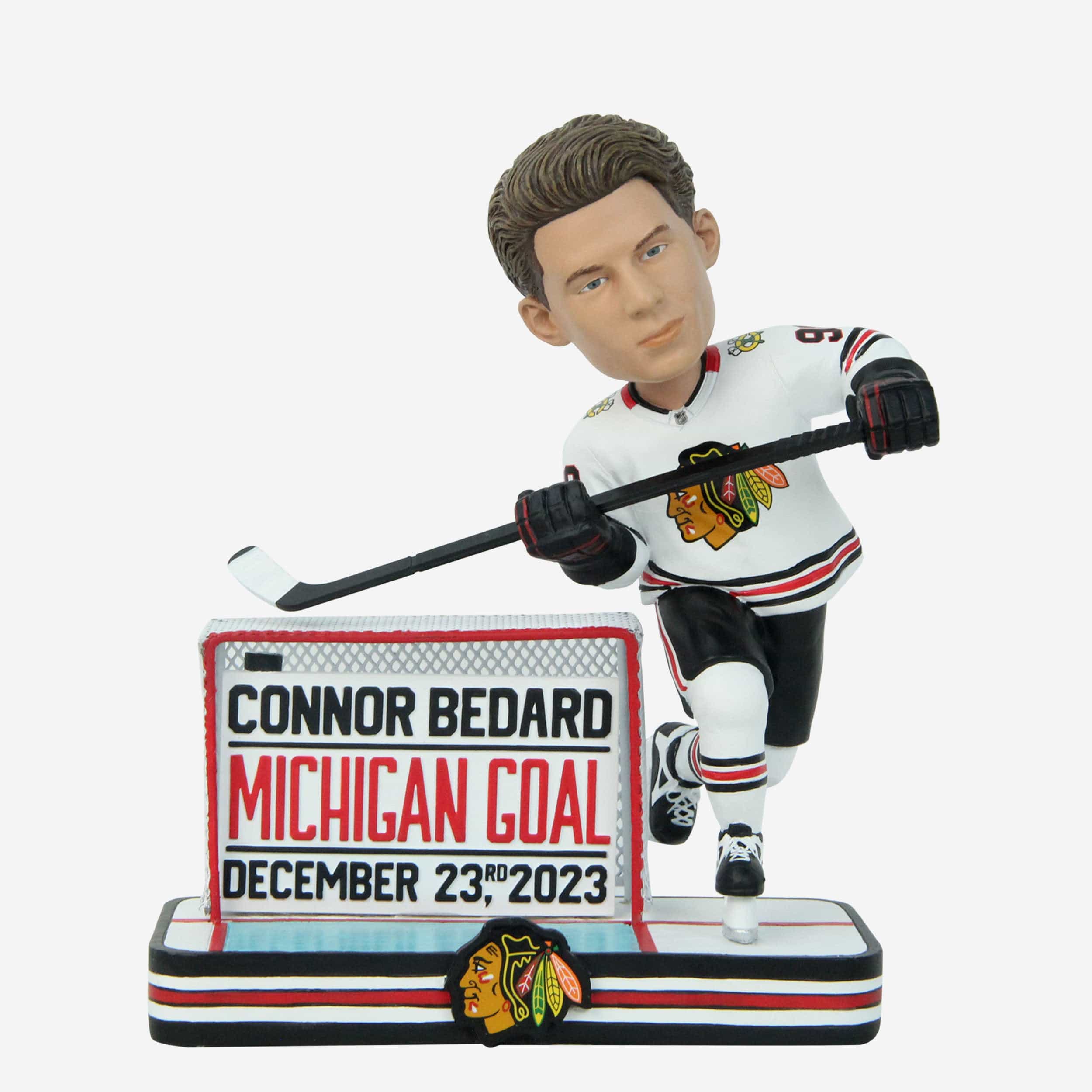Connor Bedard Chicago Blackhawks Michigan Goal Bobblehead