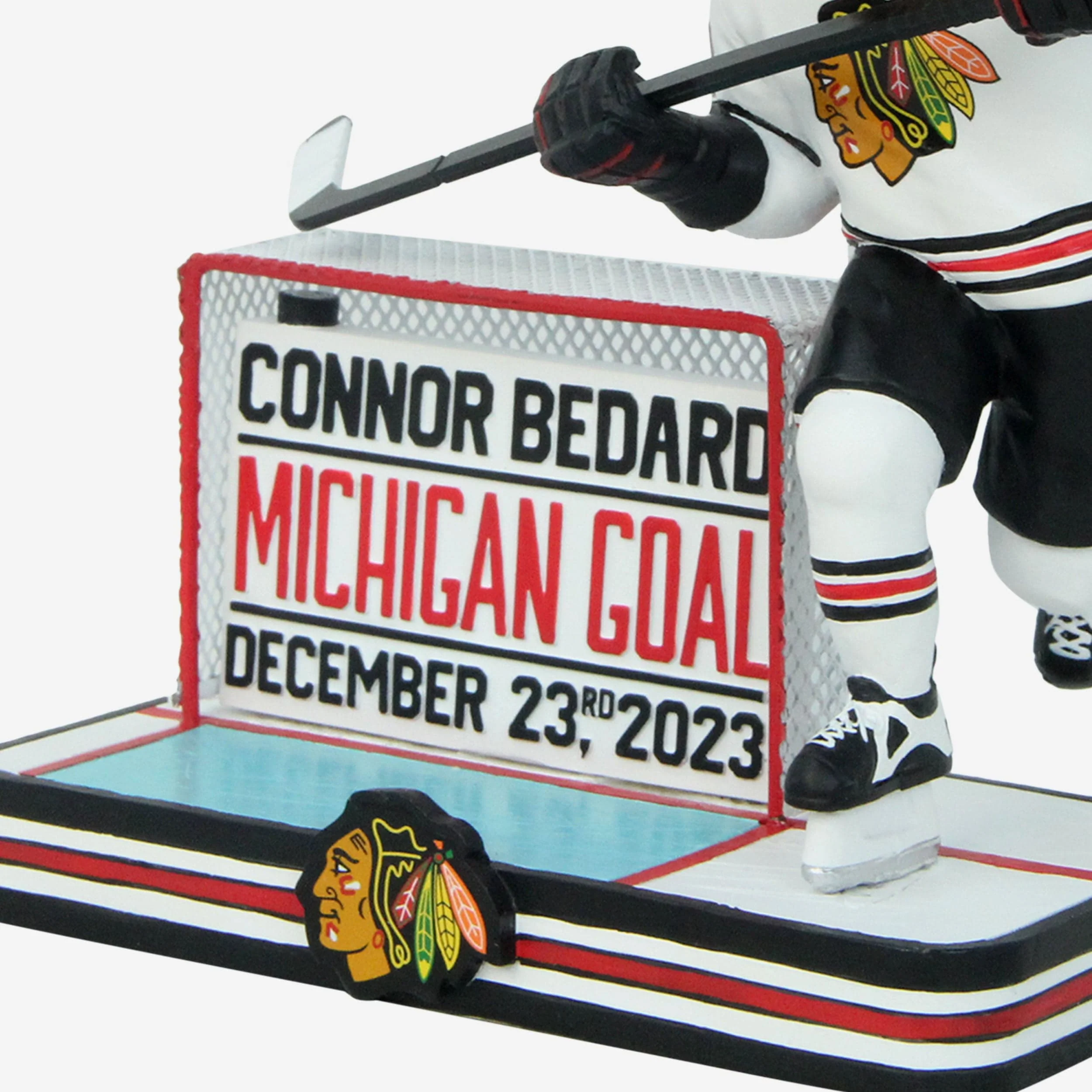 Connor Bedard Chicago Blackhawks Michigan Goal Bobblehead - Image 3