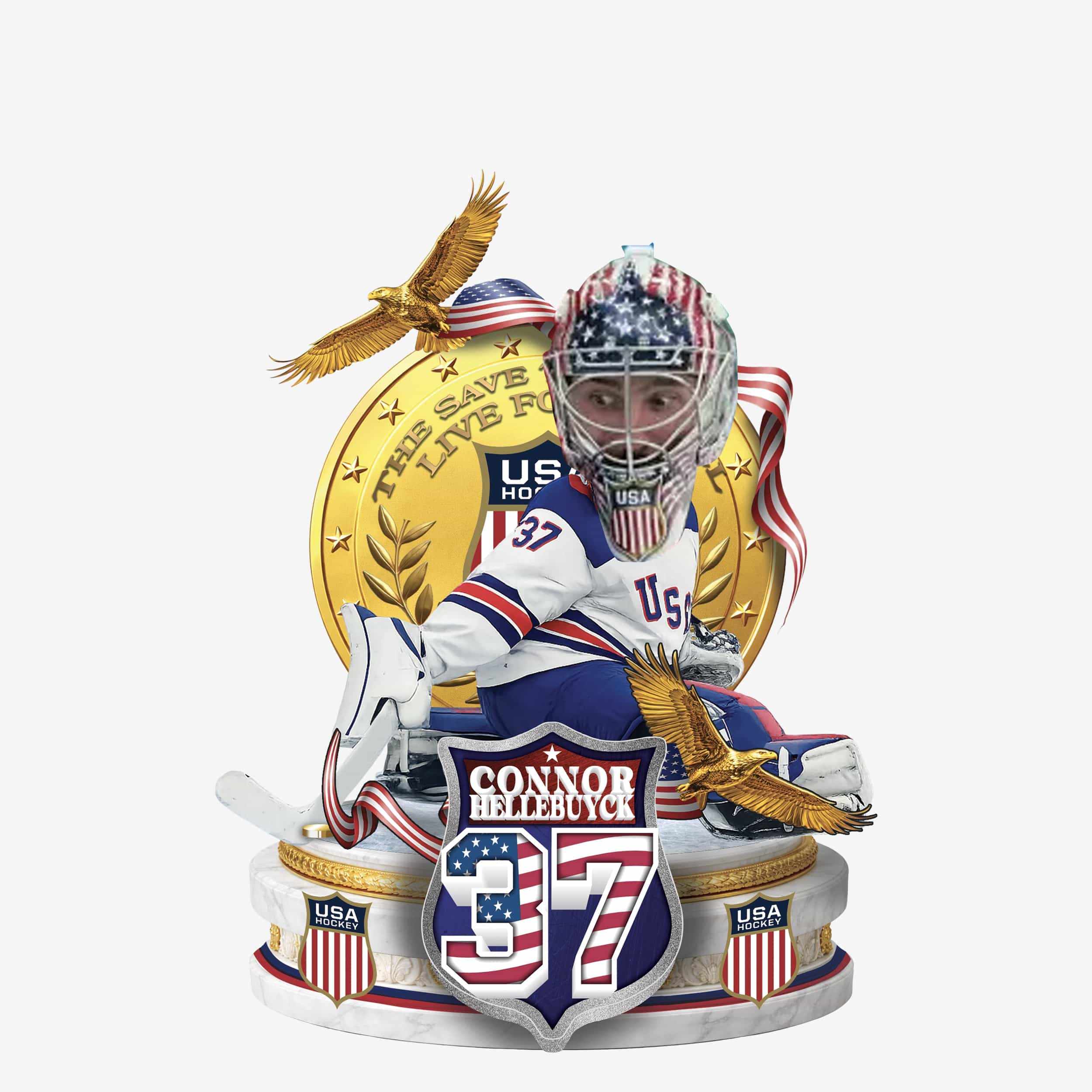 Connor Hellebuyck Team USA Men's Hockey Save Bobblehead