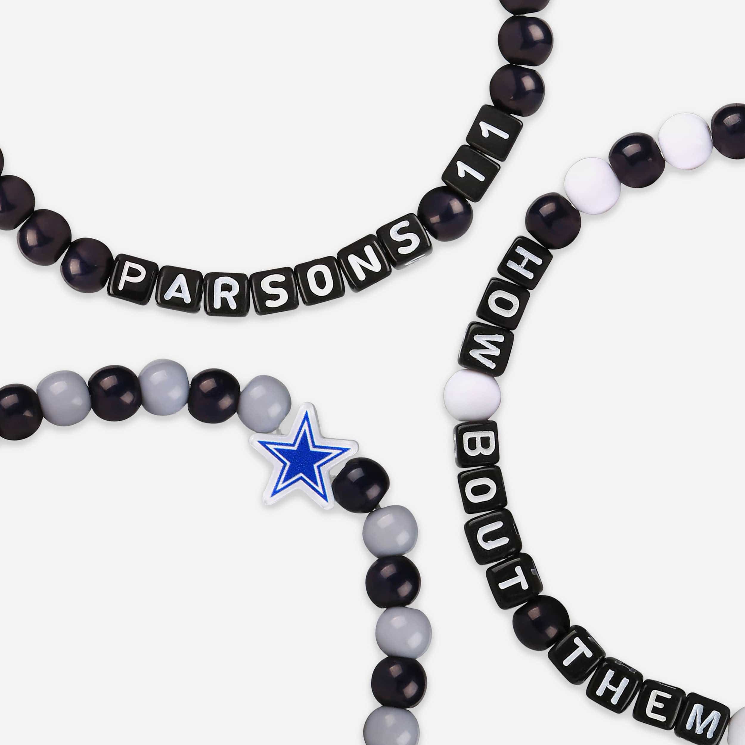 Dak Prescott & Micah Parsons Dallas Cowboys 3 Pack Player Beaded Friendship Bracelet - Image 2