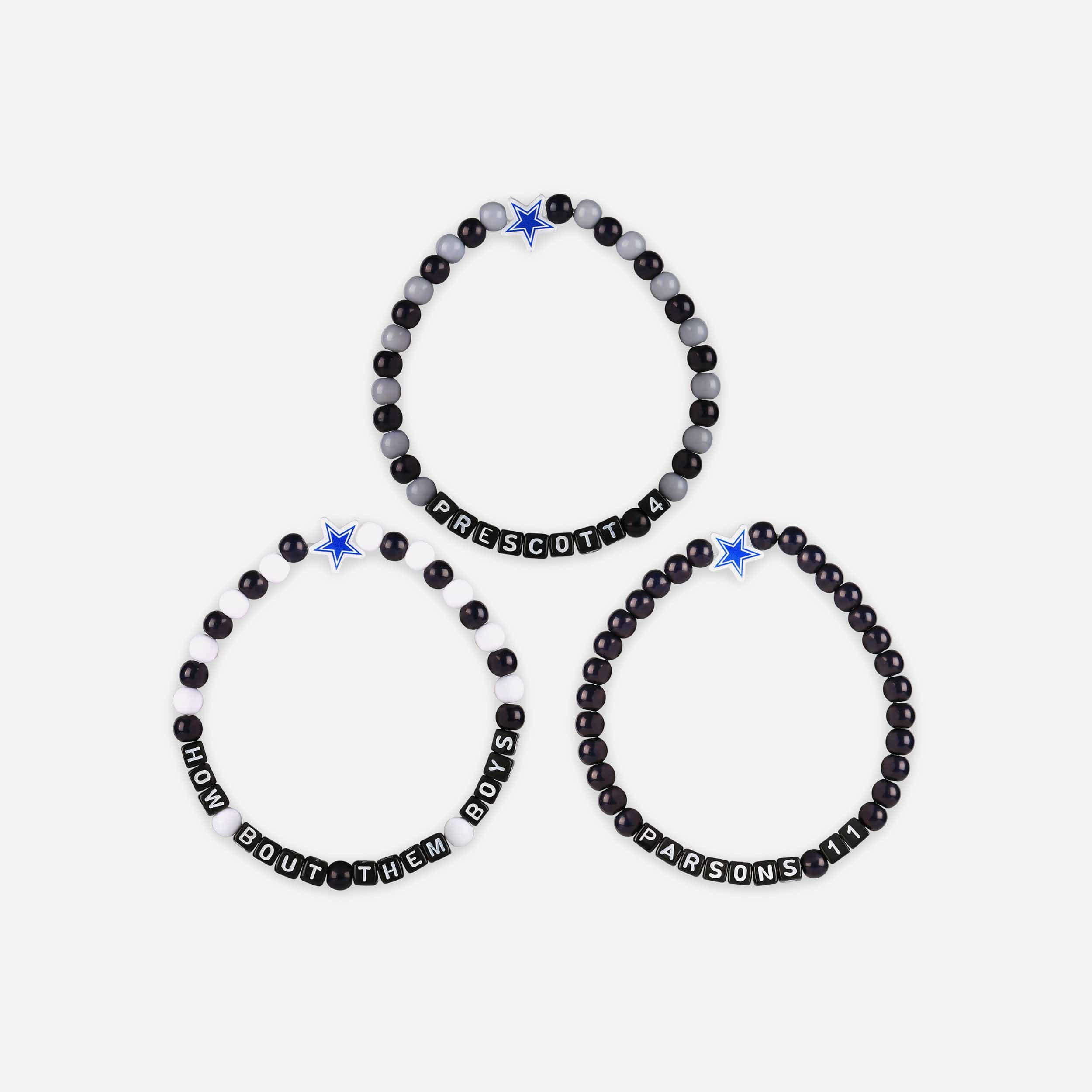 Dak Prescott & Micah Parsons Dallas Cowboys 3 Pack Player Beaded Friendship Bracelet - Image 3