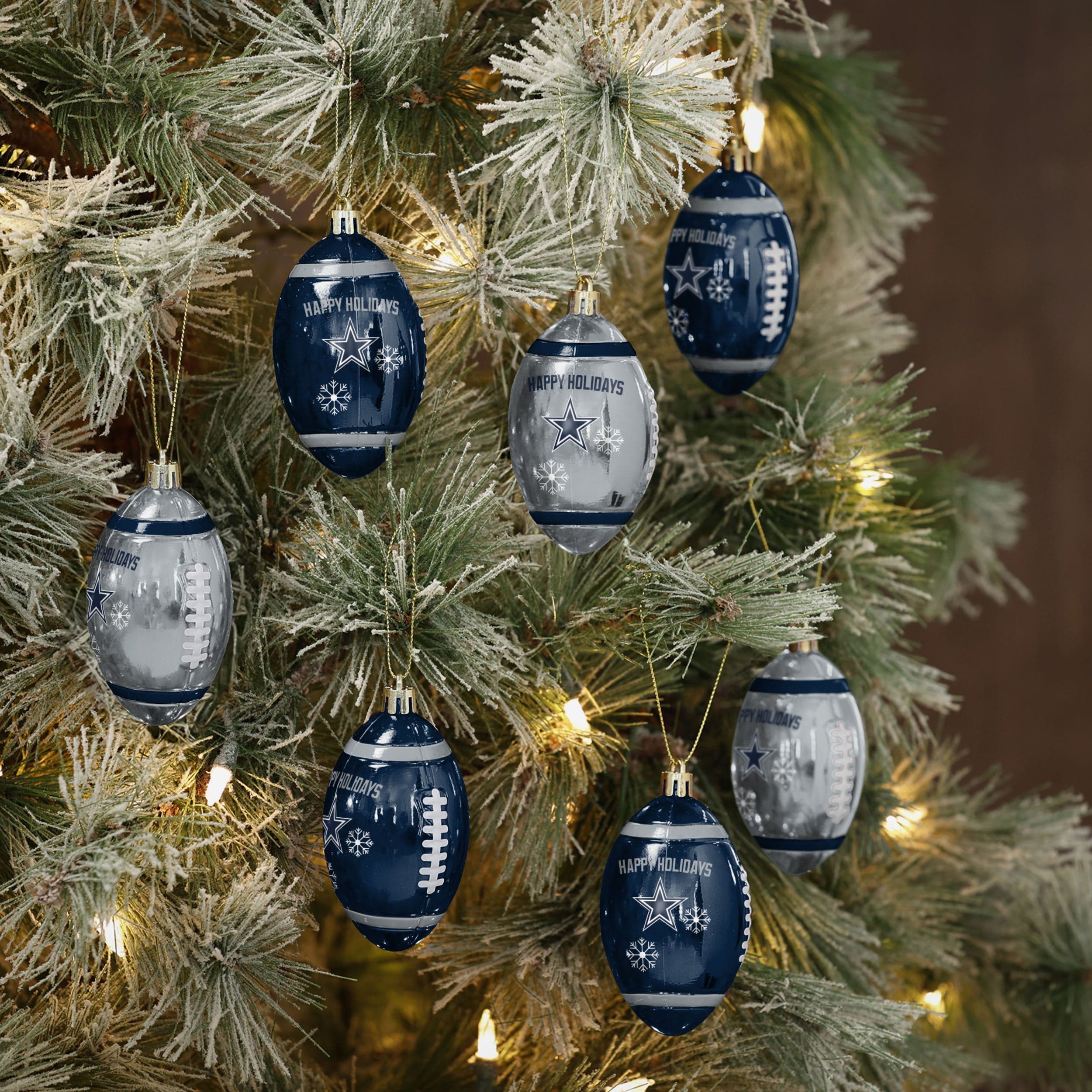 Dallas Cowboys 12 Pack Football Ornament Set - Image 2