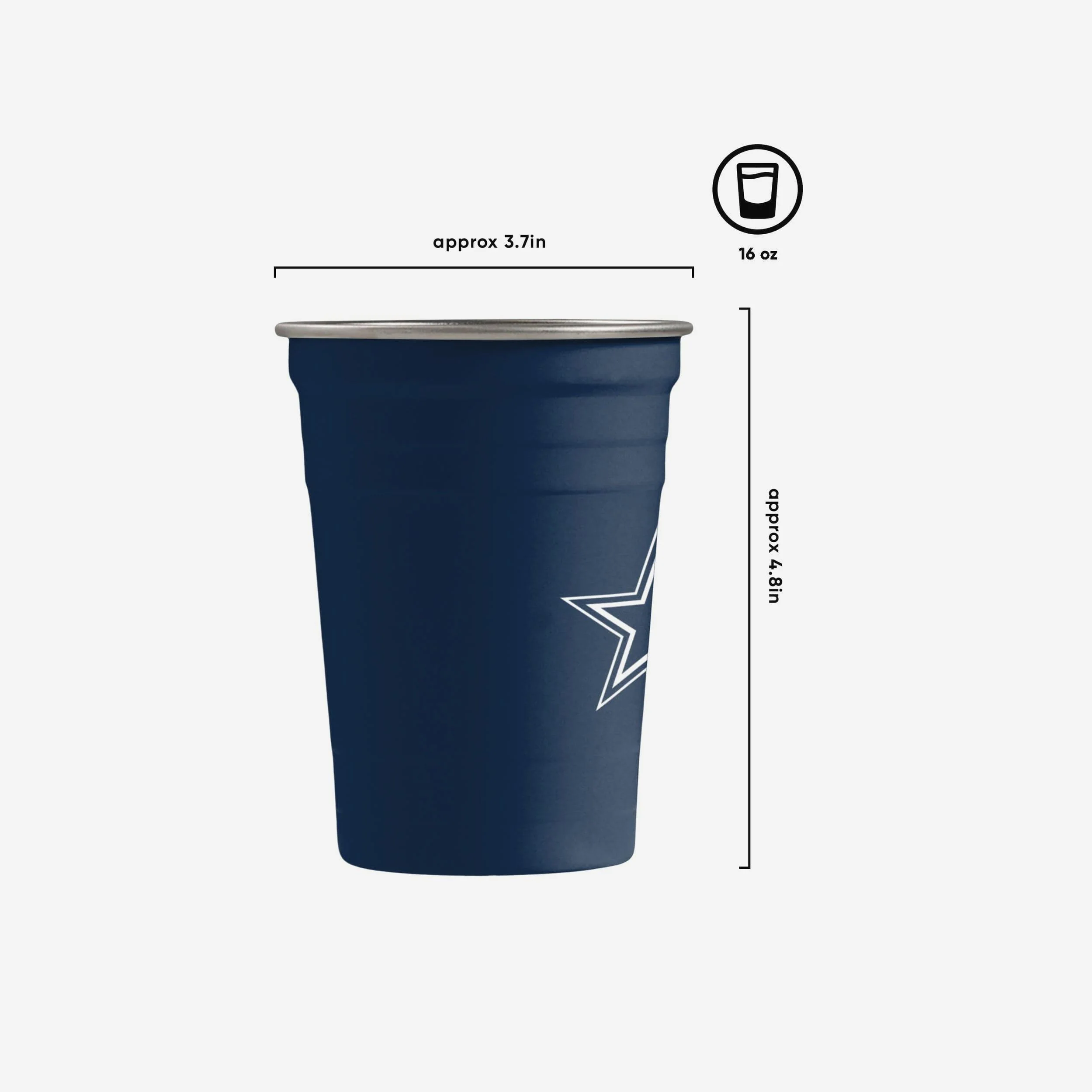 Dallas Cowboys 2 Pack Reusable Stainless Steel 16 oz Tumbler Cup - Image 2
