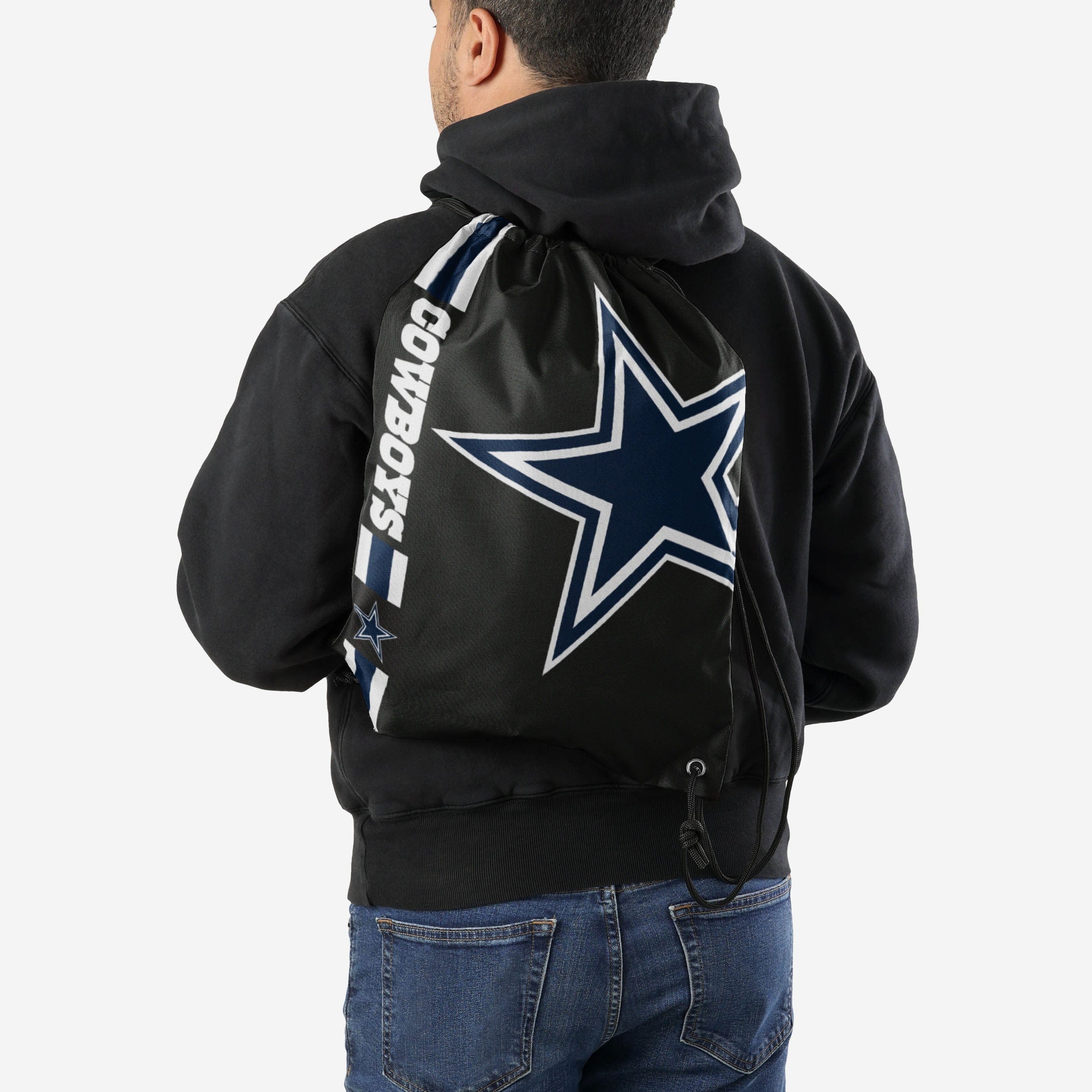 Dallas Cowboys Big Logo Side Stripe Drawstring Backpack - Image 2
