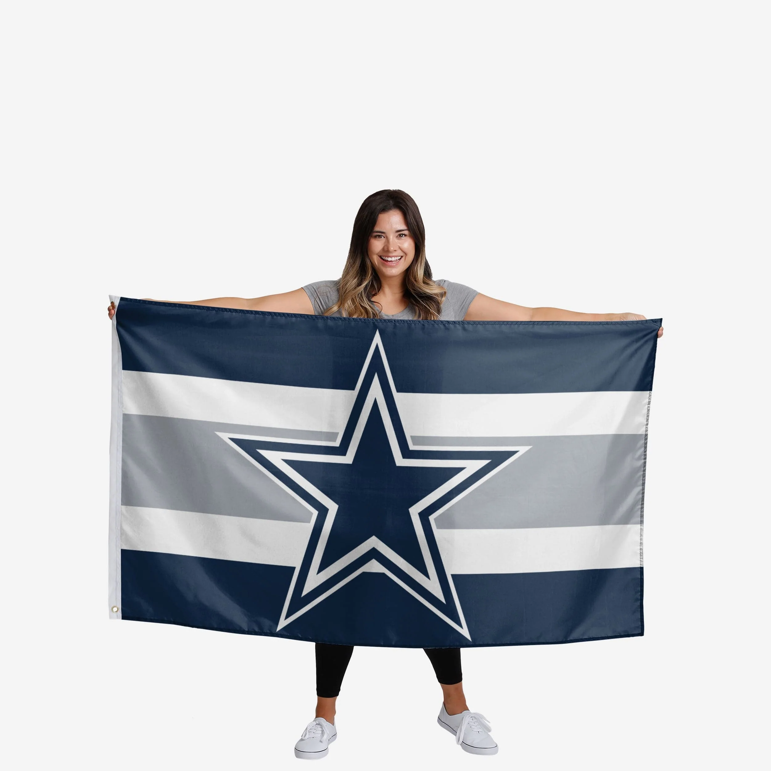 Dallas Cowboys Big Logo Team Stripe Horizontal Flag - Image 2