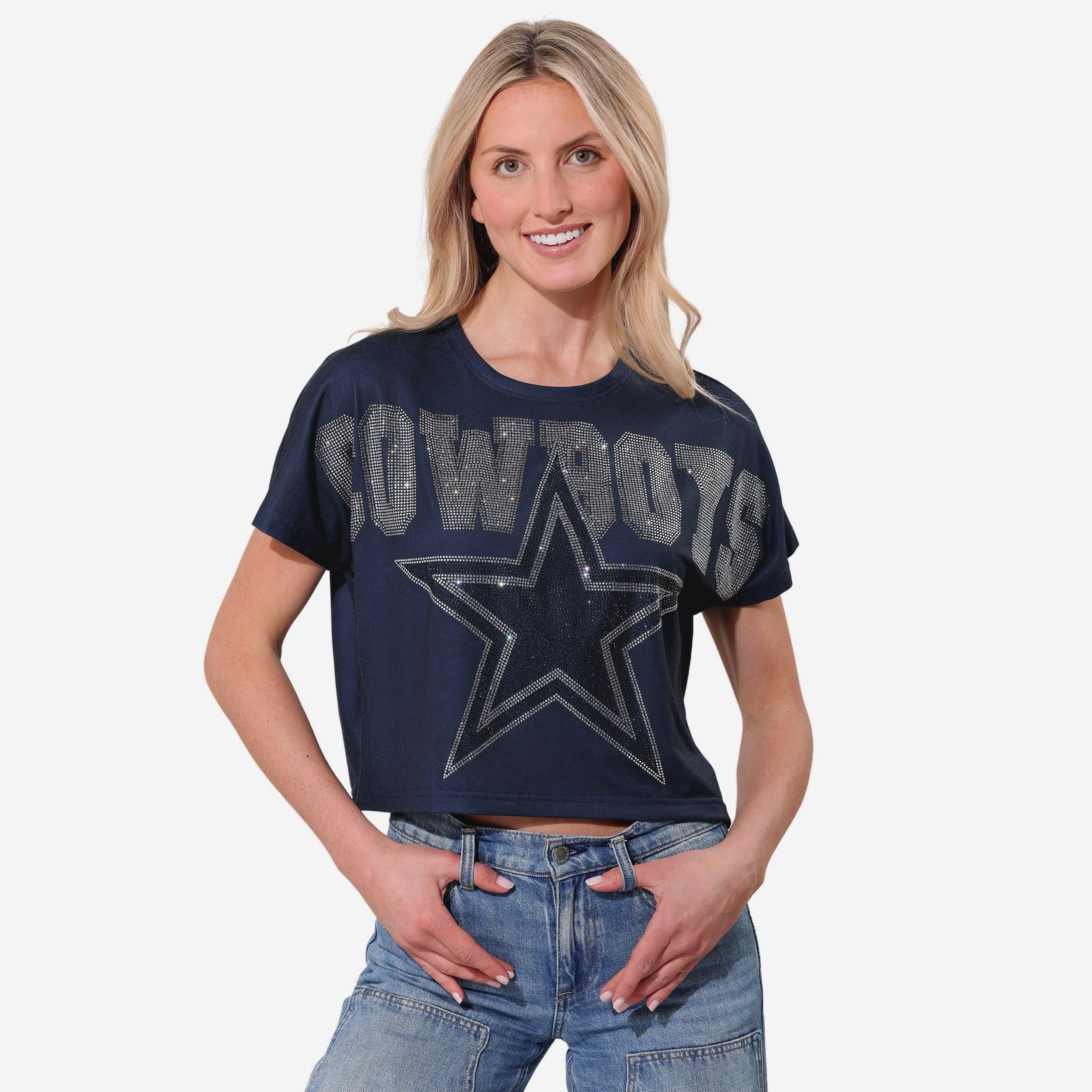 Dallas Cowboys Big Wordmark Rhinestone Crop Top