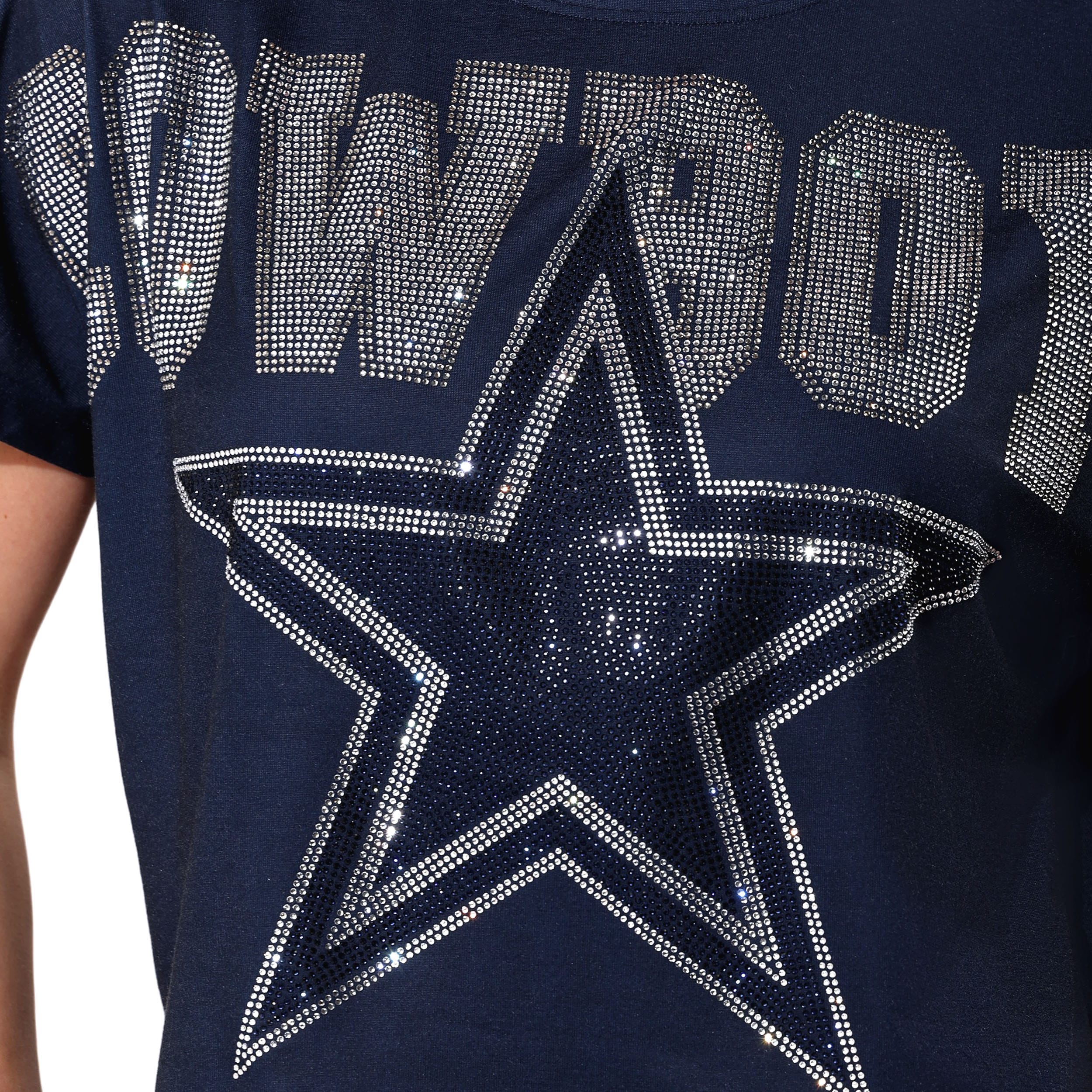 Dallas Cowboys Big Wordmark Rhinestone Crop Top - Image 2