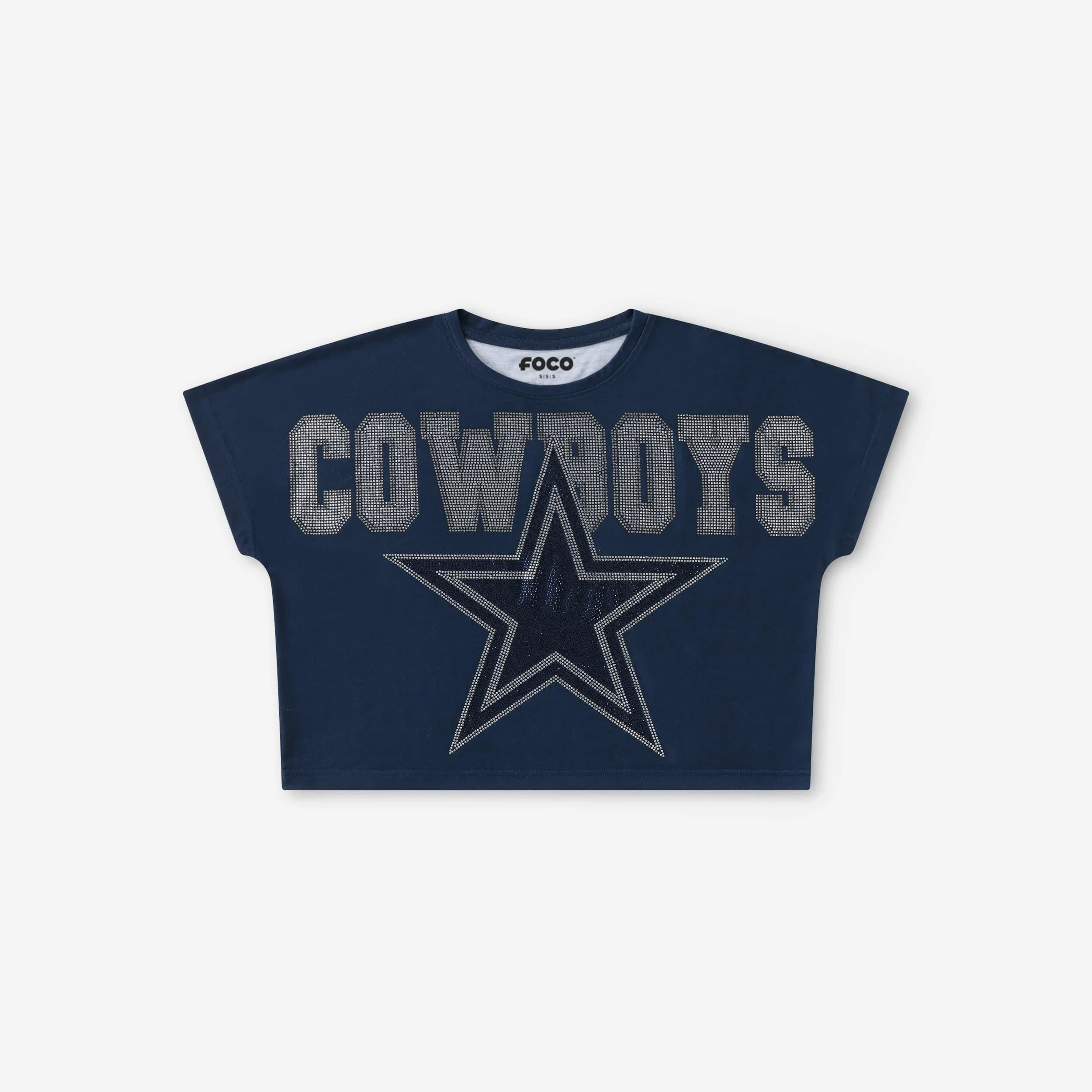 Dallas Cowboys Big Wordmark Rhinestone Crop Top - Image 4