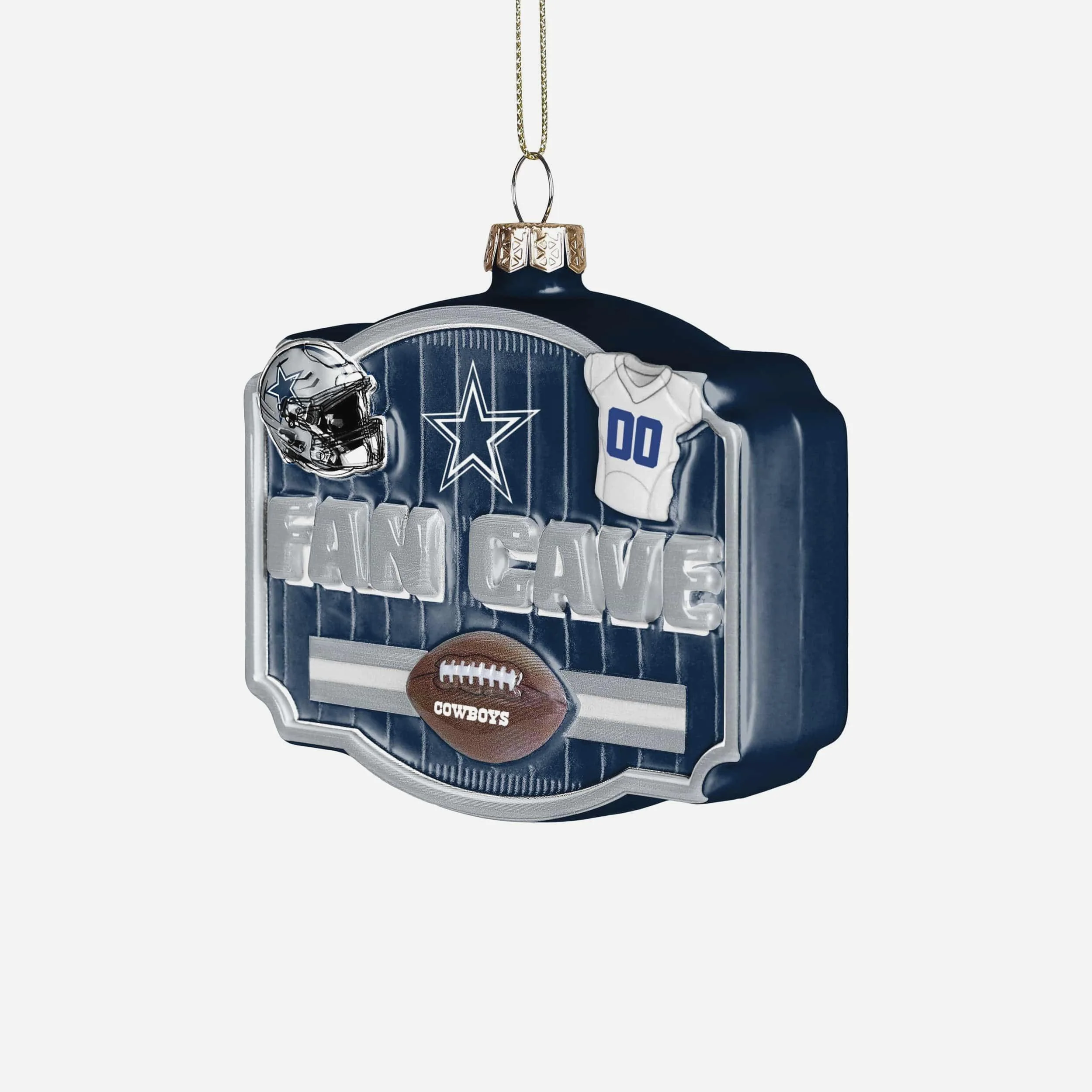Dallas Cowboys Blown Glass Fan Cave Ornament - Image 2