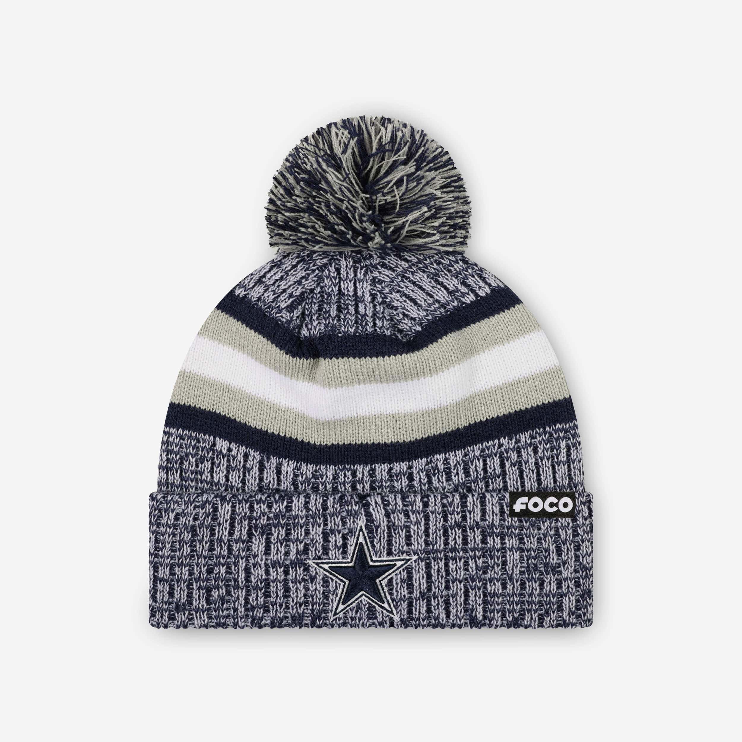 Dallas Cowboys Heather Team Stripe Lined Pom Beanie