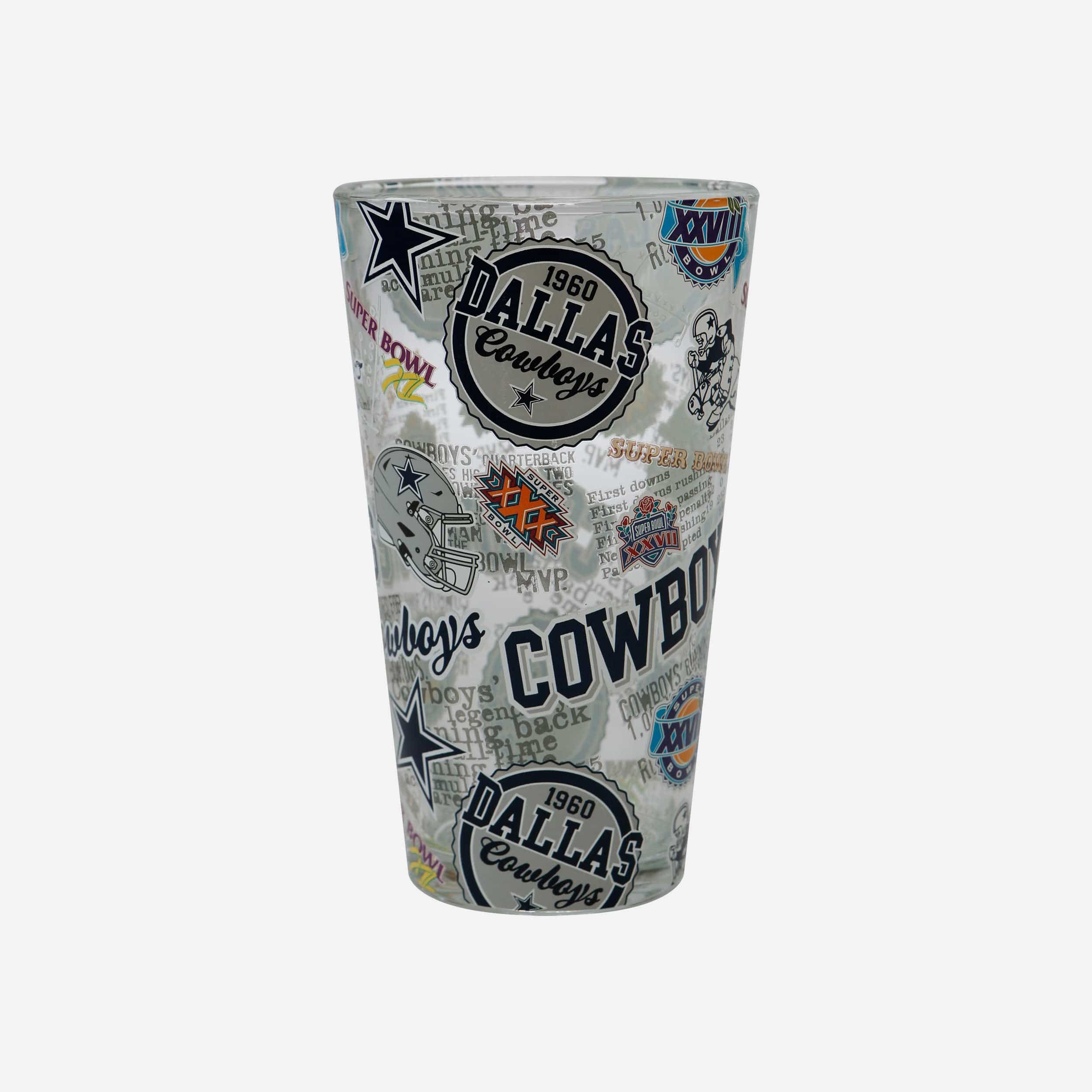 Dallas Cowboys Historic Print Pint Glass