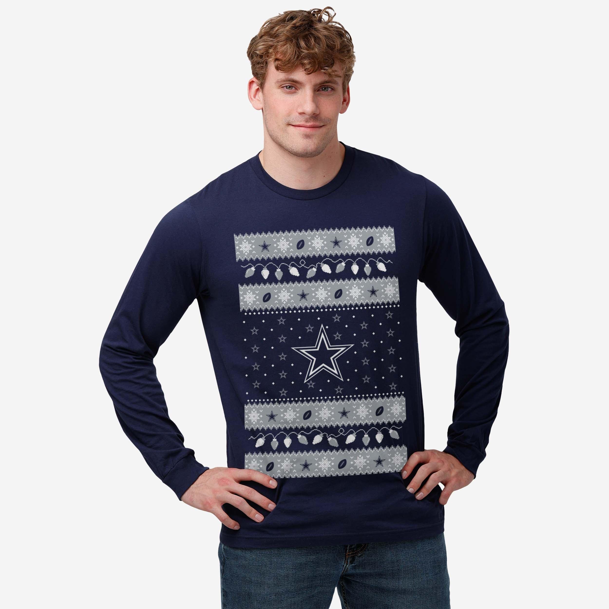 Dallas Cowboys Holiday Lights Sweater Long Sleeve T-Shirt - Image 2