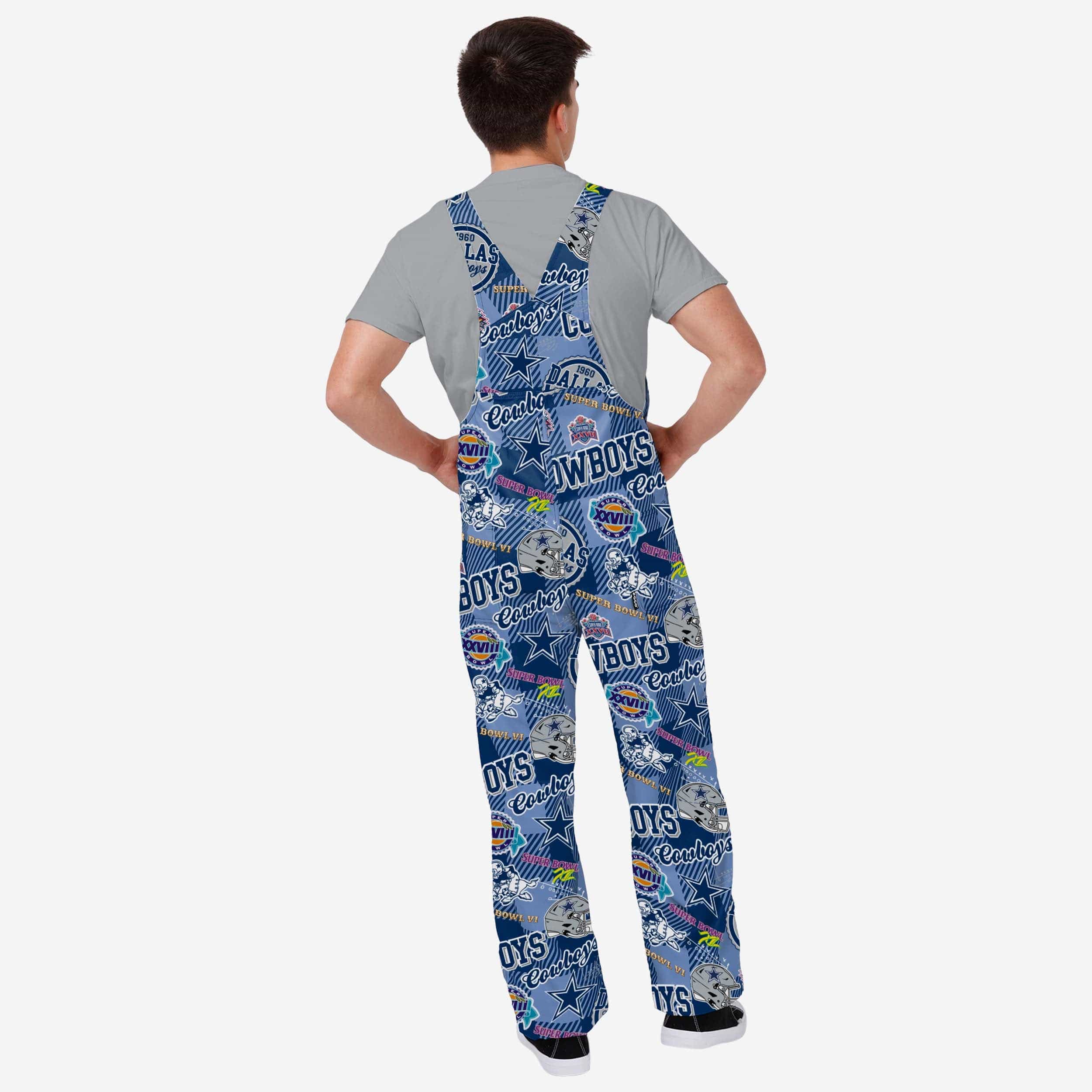 Dallas Cowboys Mens Historic Print Bib Overalls - Image 2