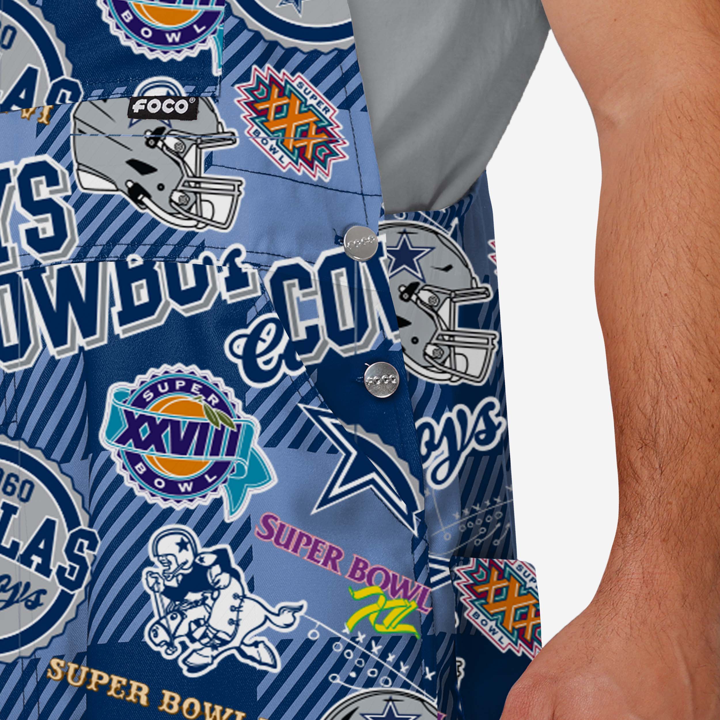 Dallas Cowboys Mens Historic Print Bib Overalls - Image 5
