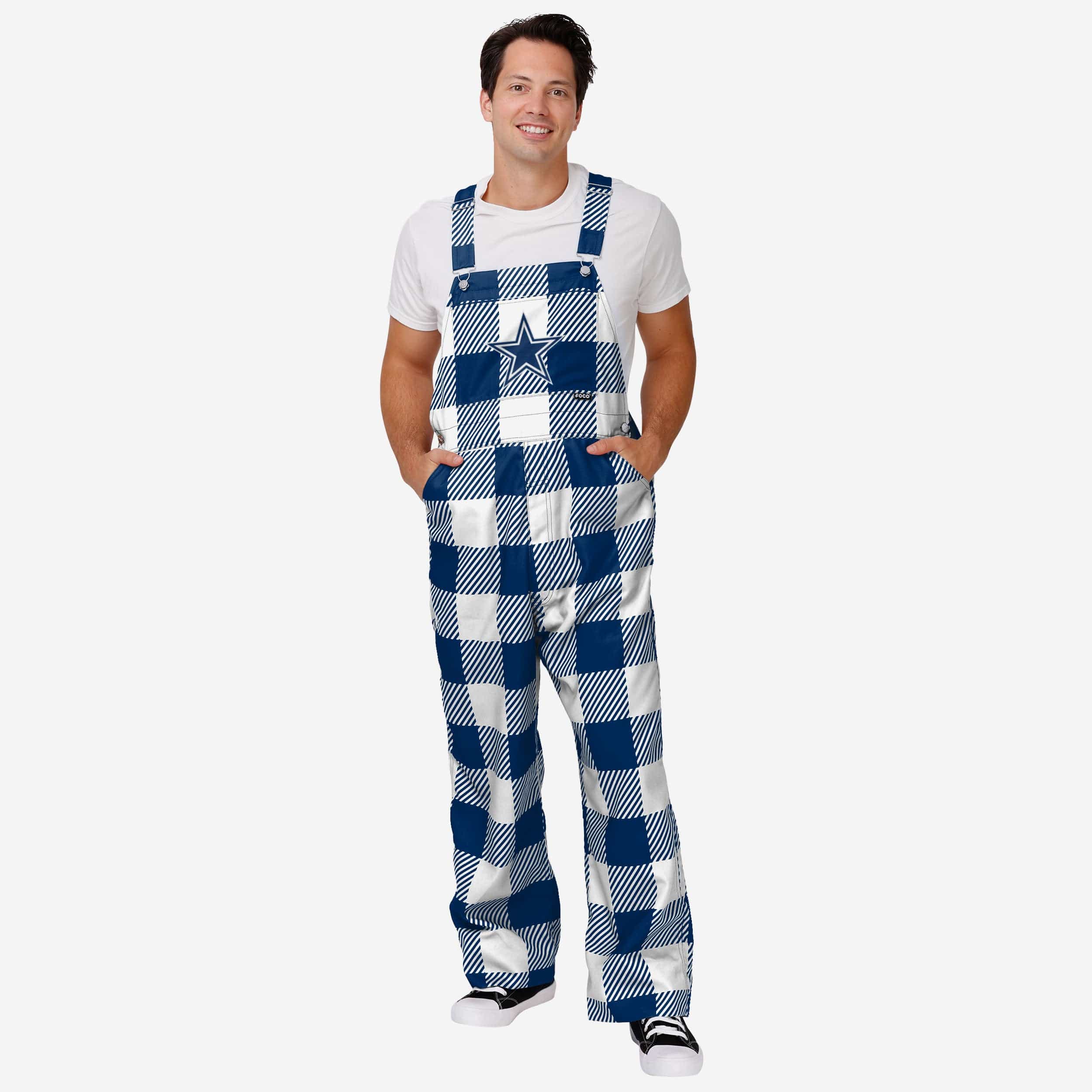 Dallas Cowboys Mens Plaid Bib Overalls
