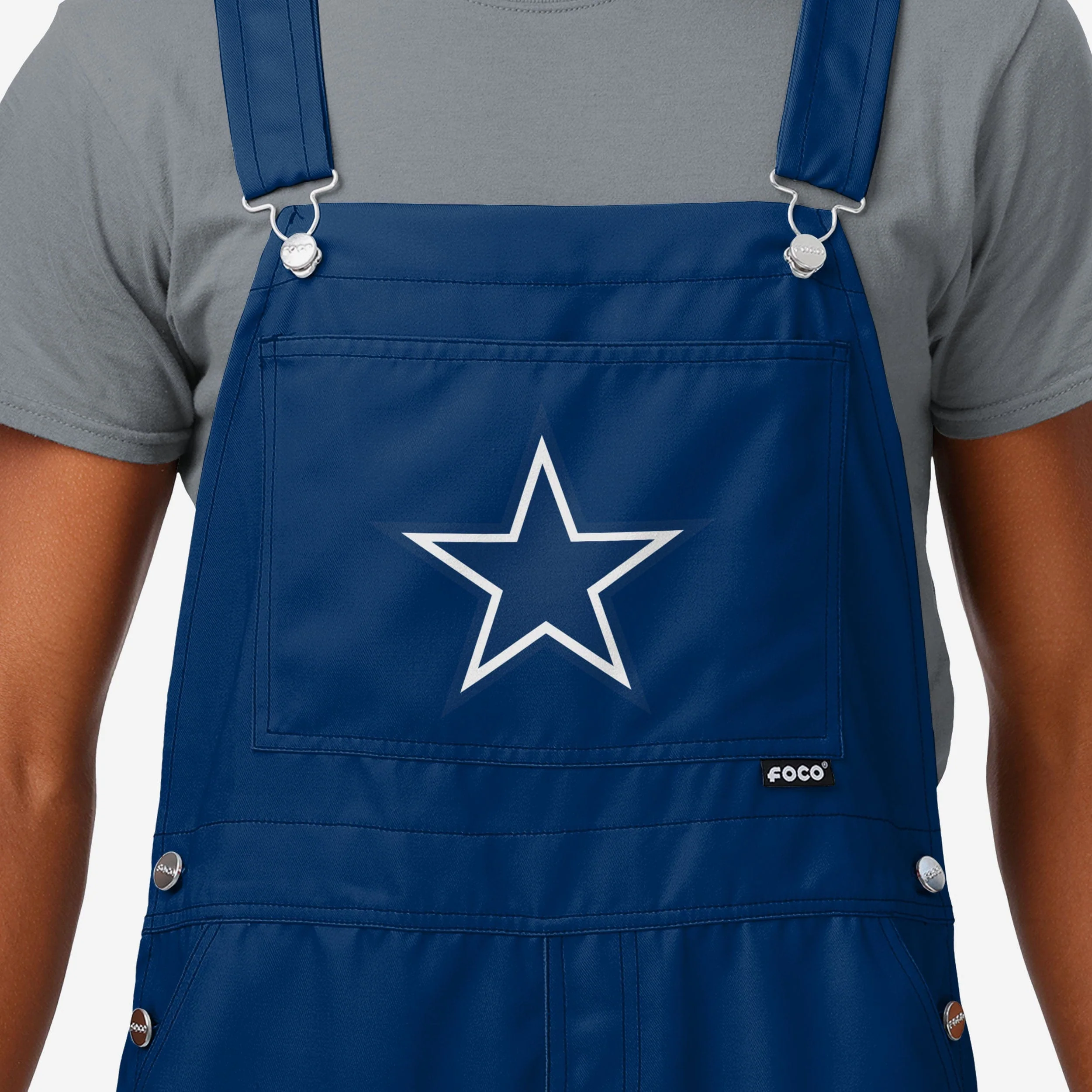 Dallas Cowboys Mens Solid Wordmark Bib Overalls - Image 3