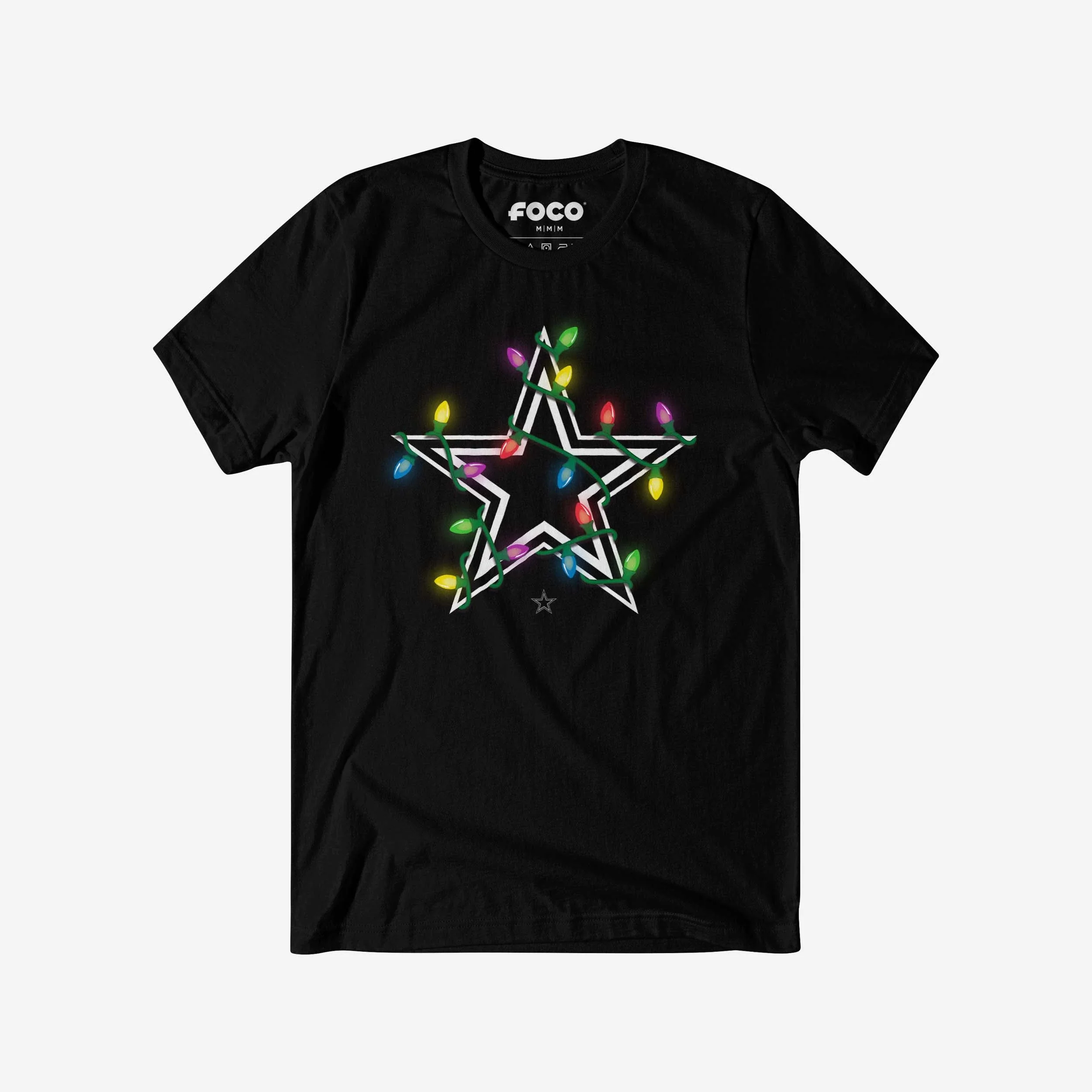 Dallas Cowboys Primary Logo Holiday Lights T-Shirt