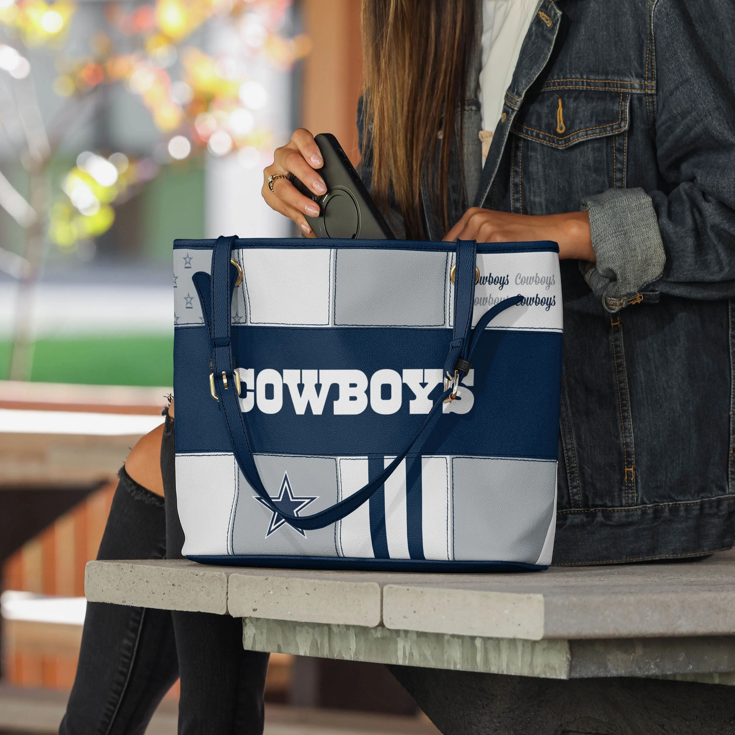 Dallas Cowboys Printed Collage Tote - Image 3