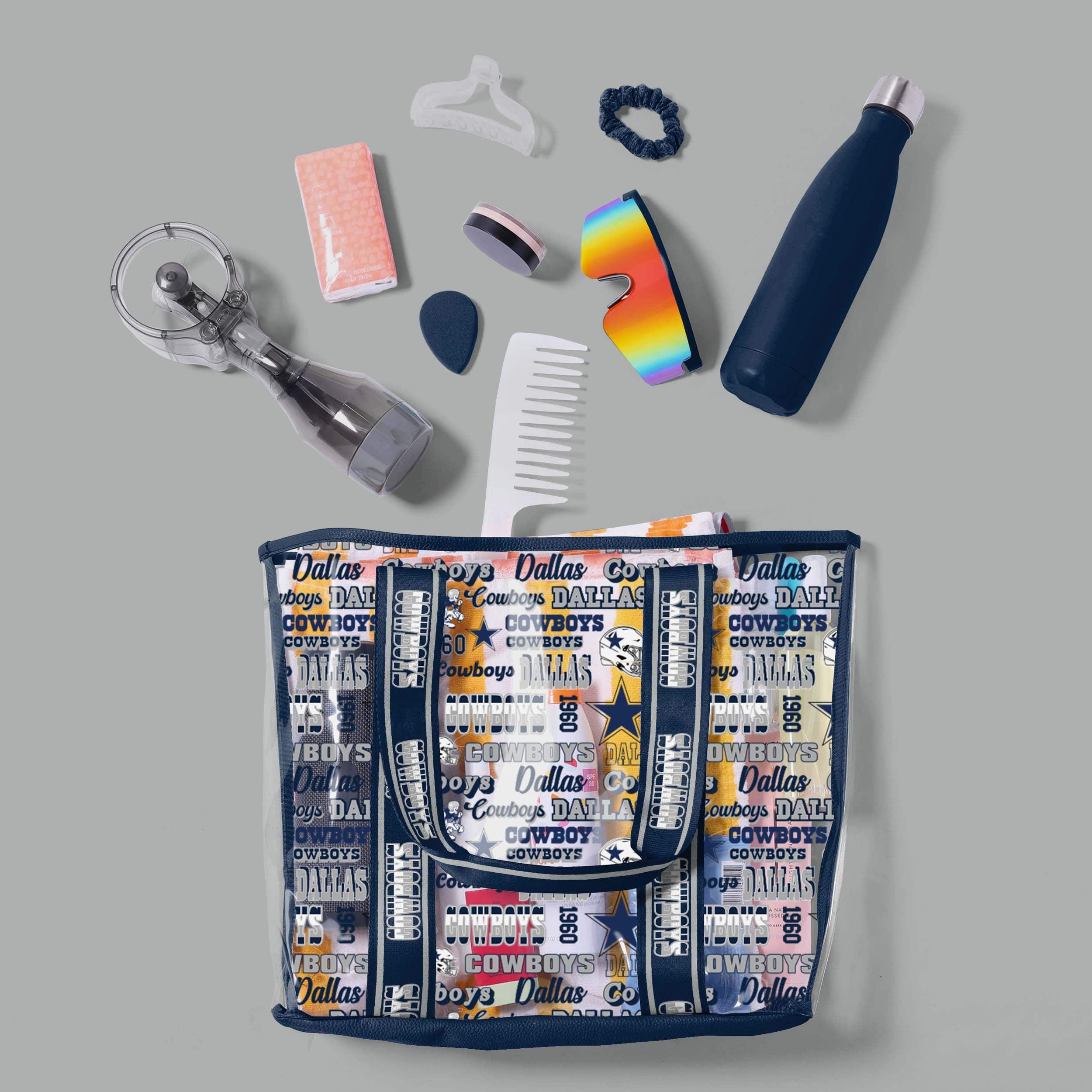 Dallas Cowboys Repeat Retro Print Clear Tote Bag - Image 3