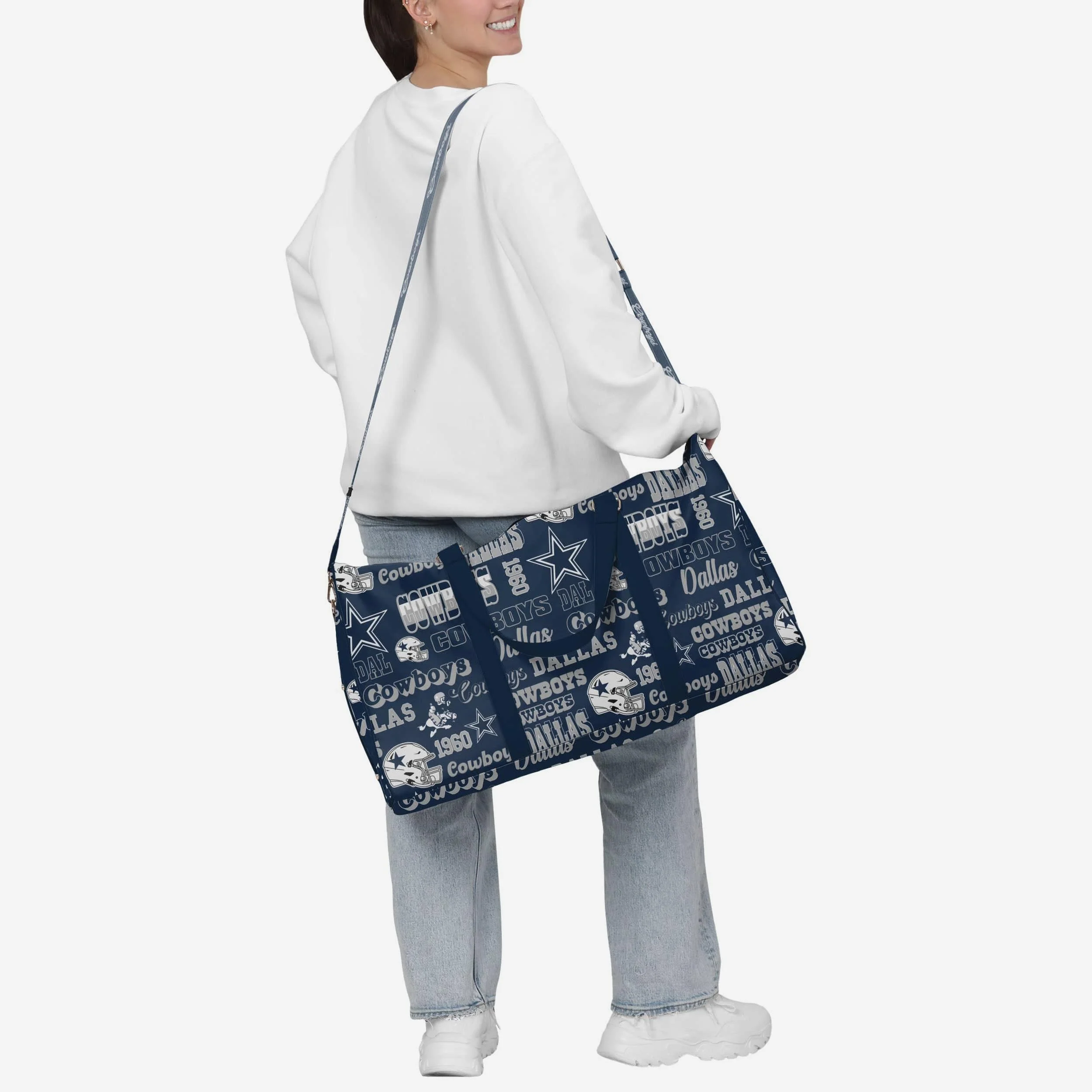 Dallas Cowboys Repeat Retro Print Nylon Weekender Duffle Bag - Image 3