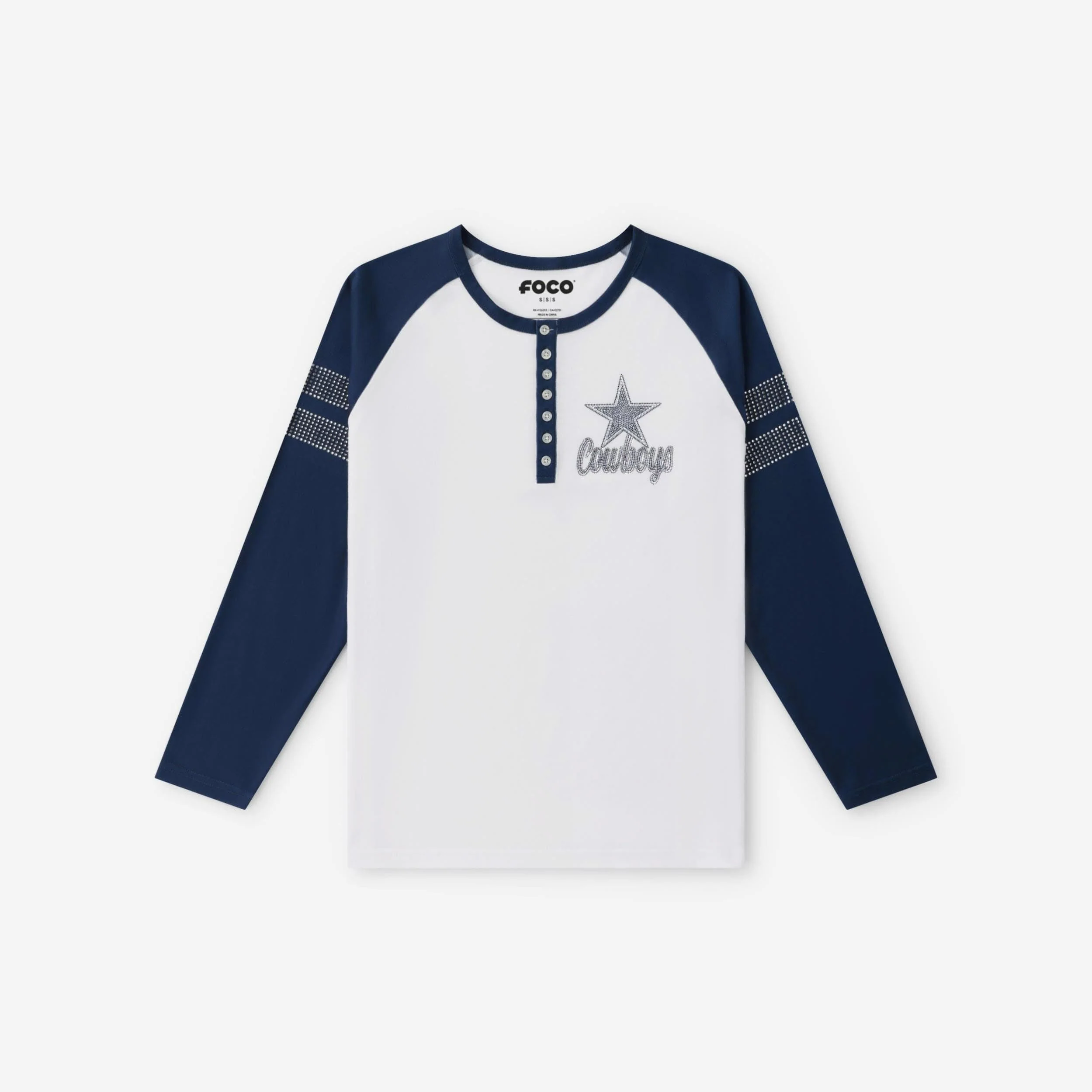 Dallas Cowboys Rhinestone Long Sleeve Henley - Image 5